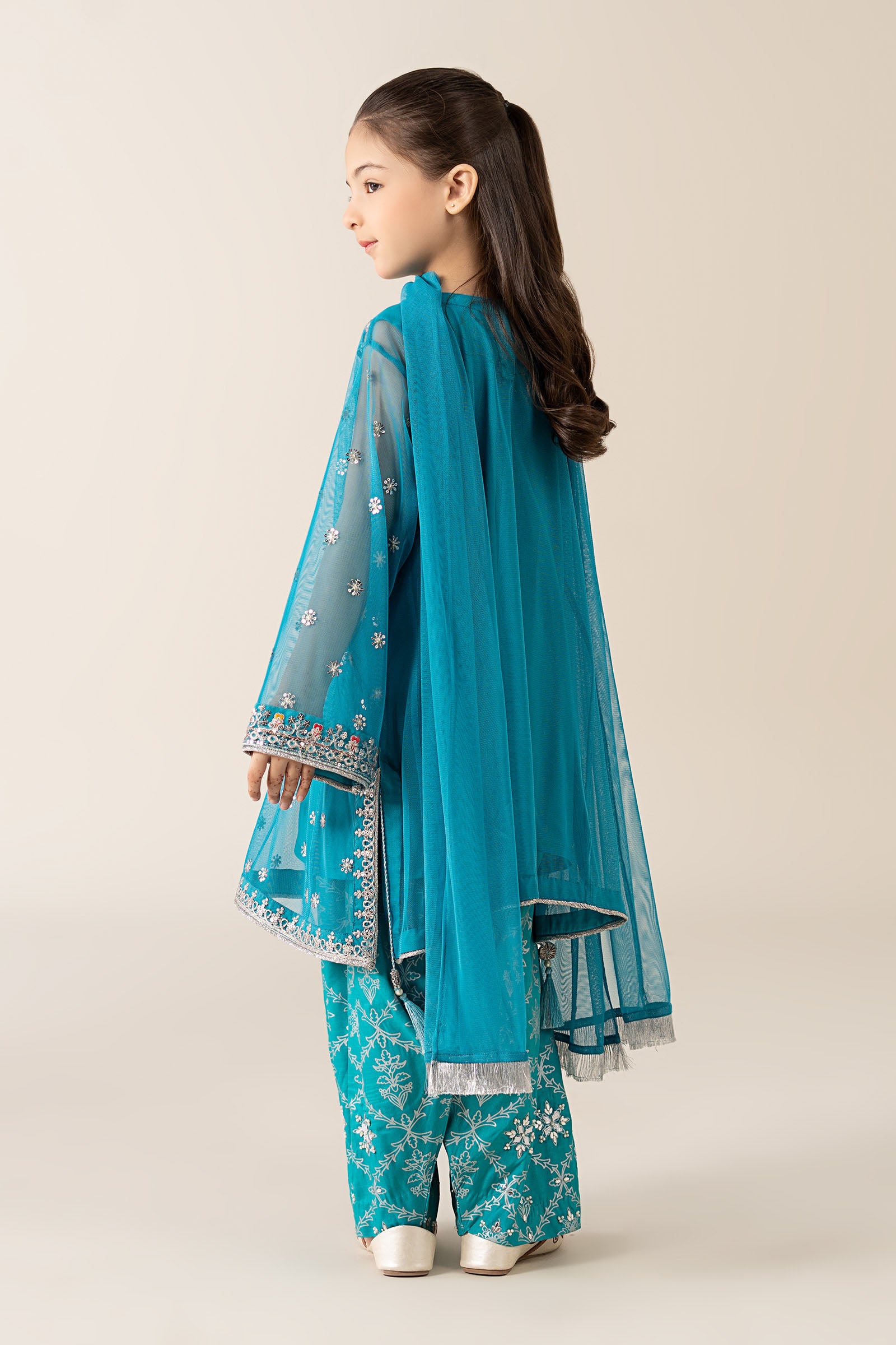 3 Piece Embroidered Poly Net Suit