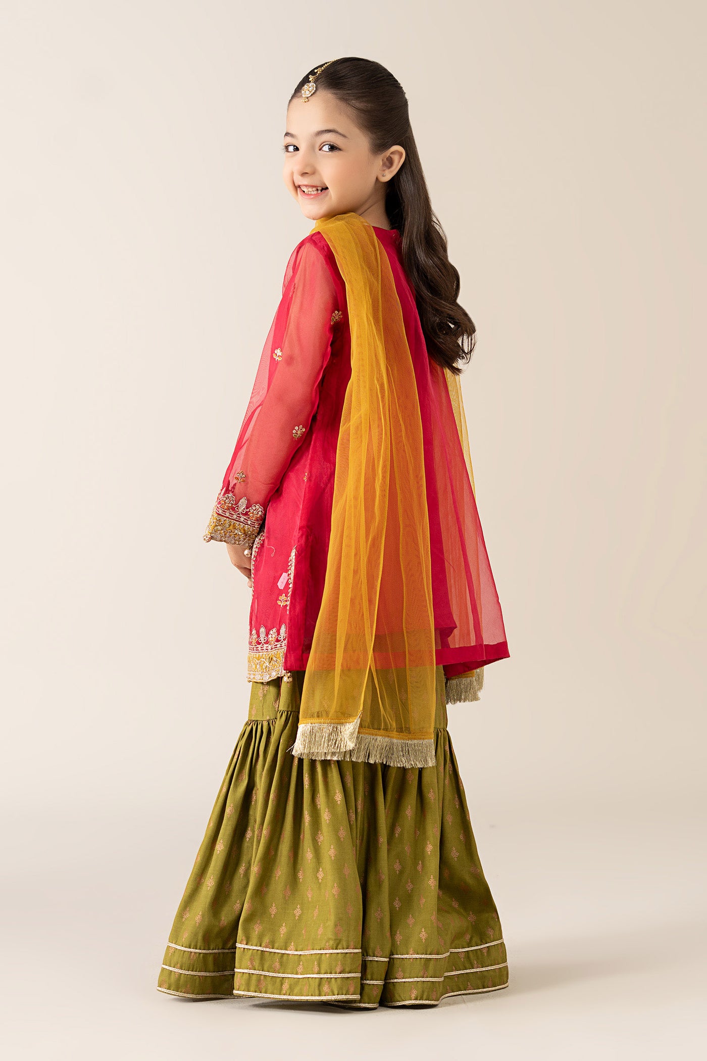 3 Piece Embroidered Poly Organza Suit