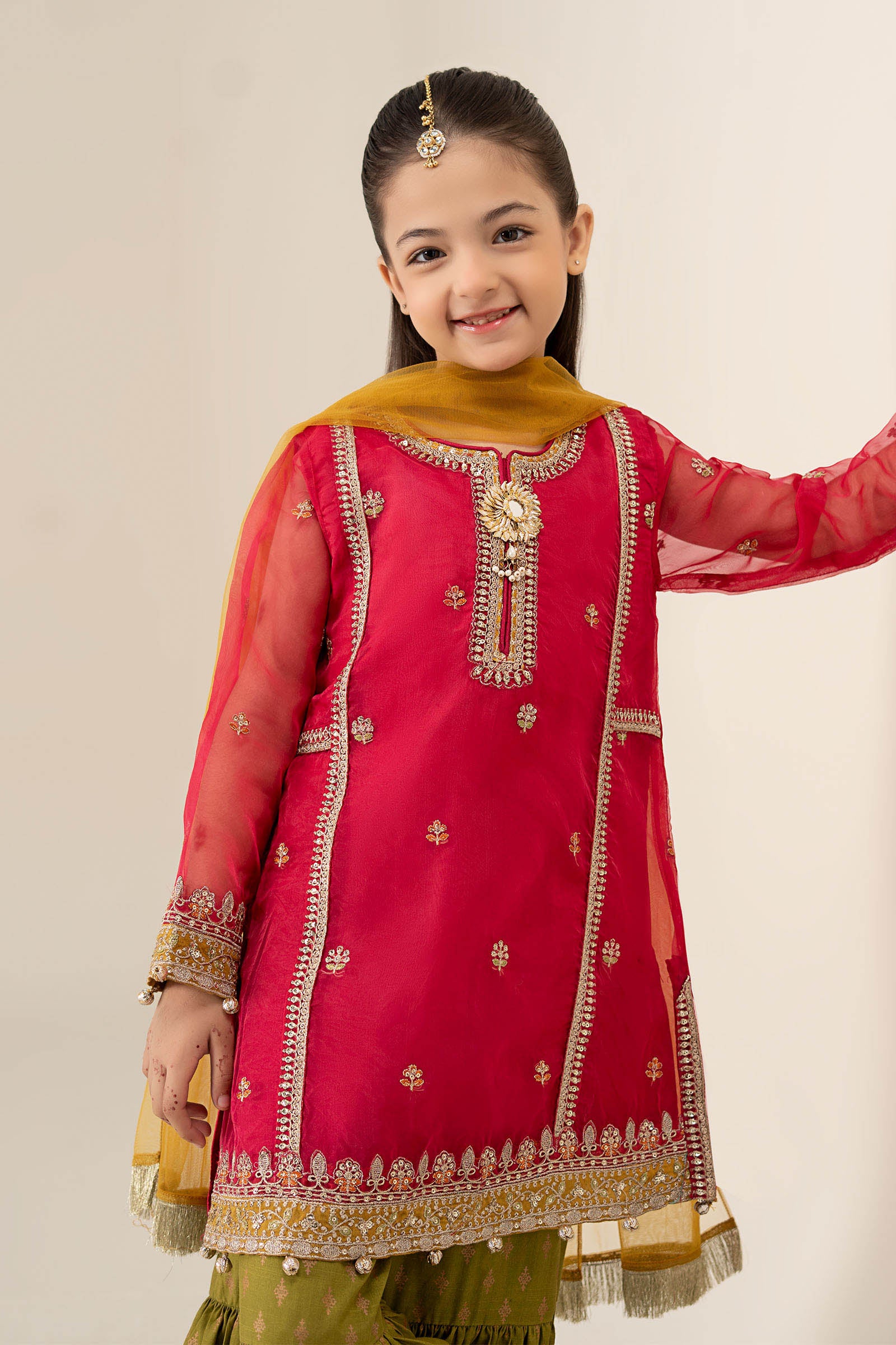 3 Piece Embroidered Poly Organza Suit