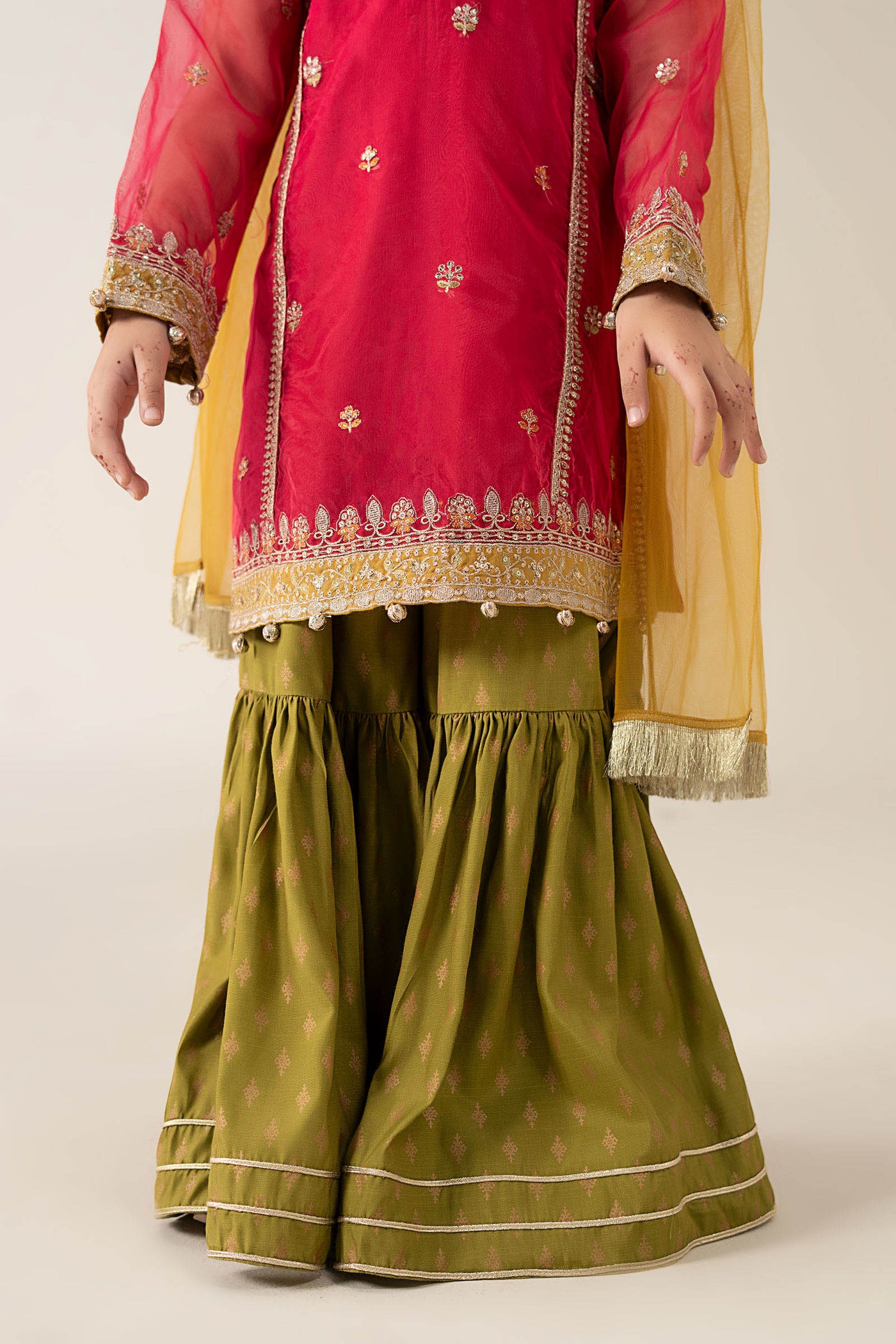 3 Piece Embroidered Poly Organza Suit