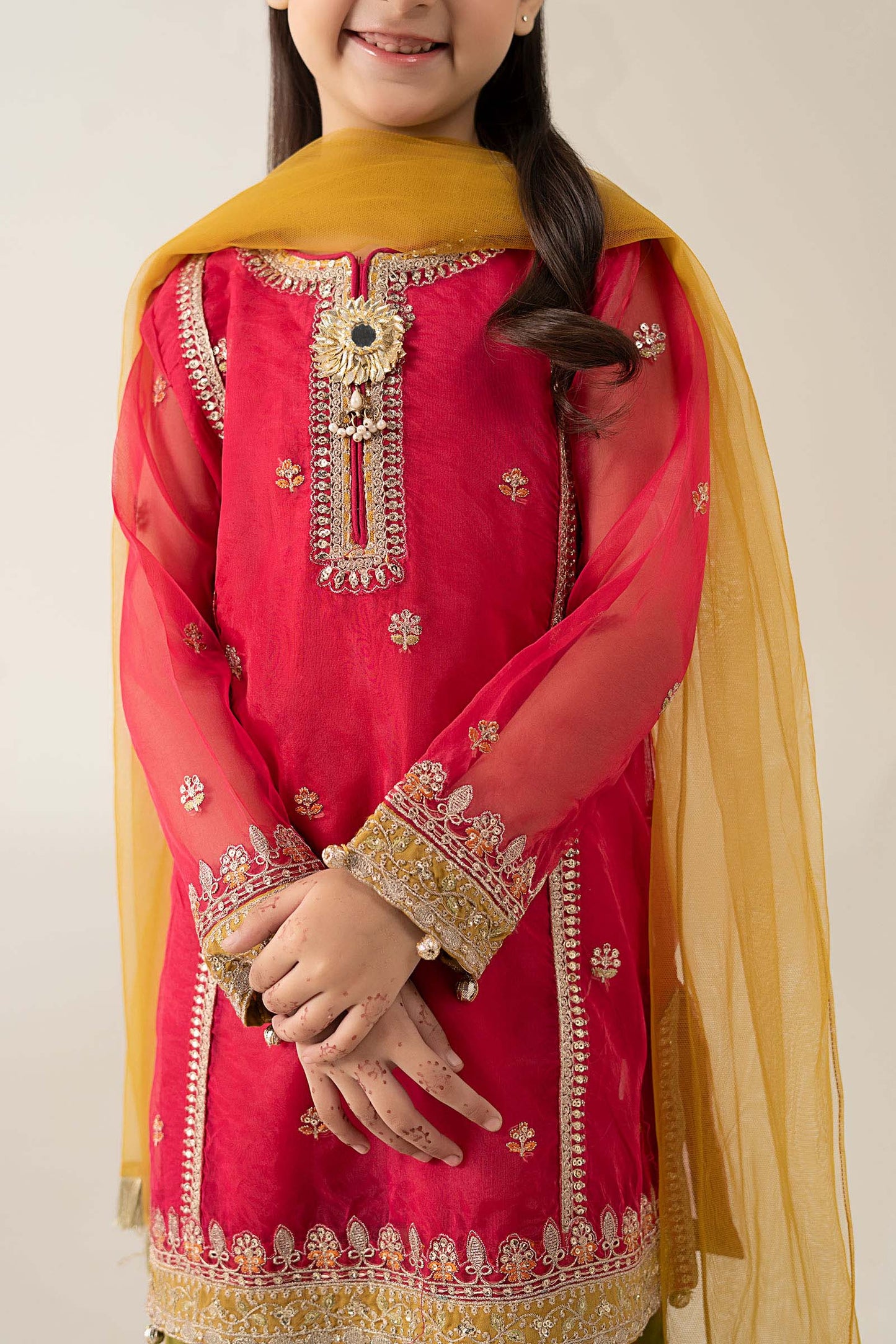 3 Piece Embroidered Poly Organza Suit