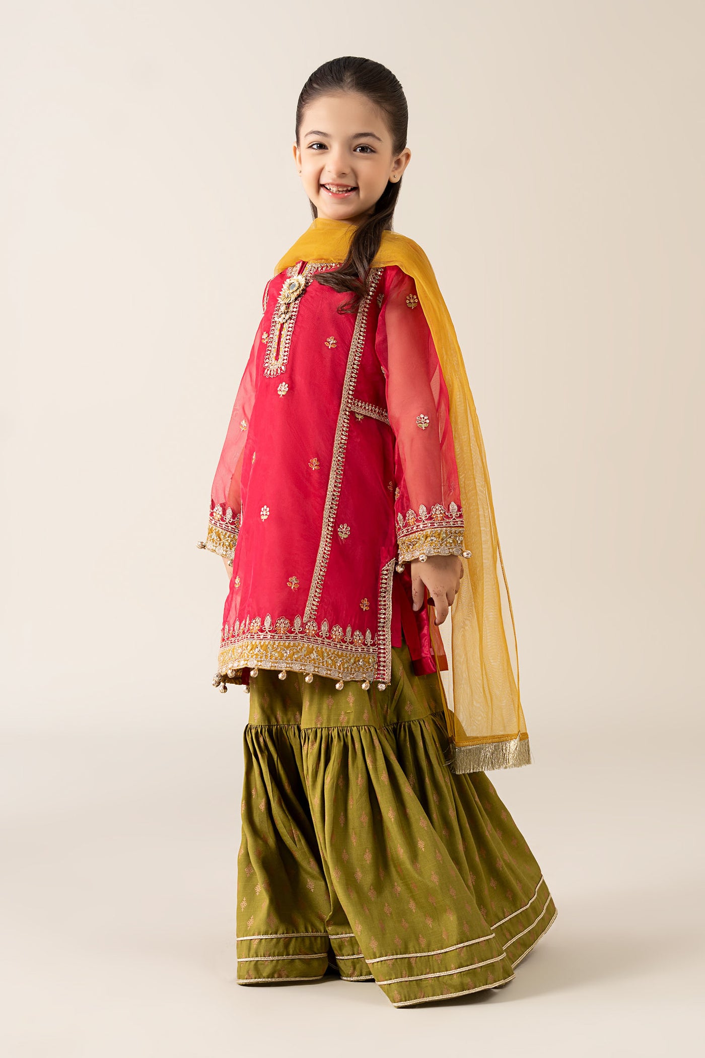 3 Piece Embroidered Poly Organza Suit