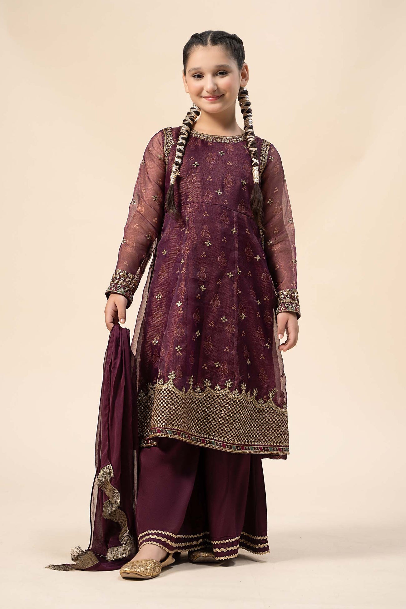 3 Piece Embroidered Cotton Net Suit