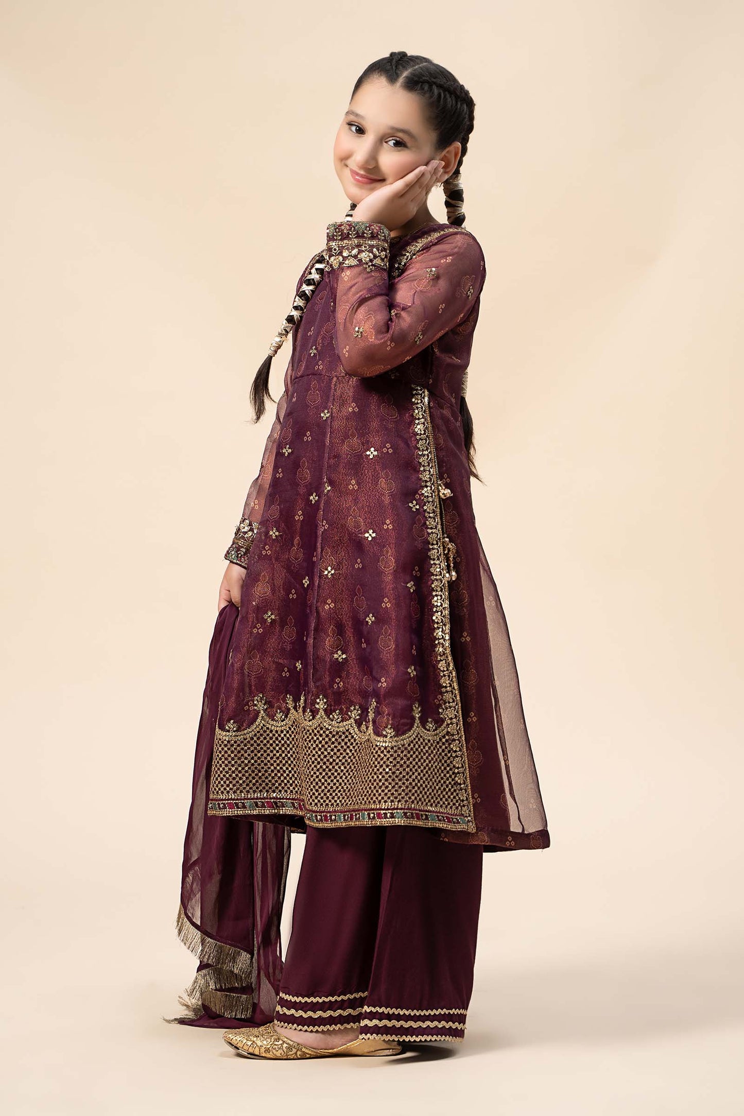 3 Piece Embroidered Cotton Net Suit