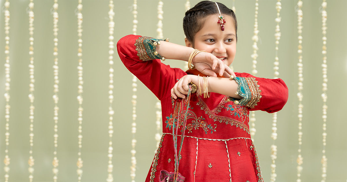 3 Piece Embroidered Raw Silk Suit