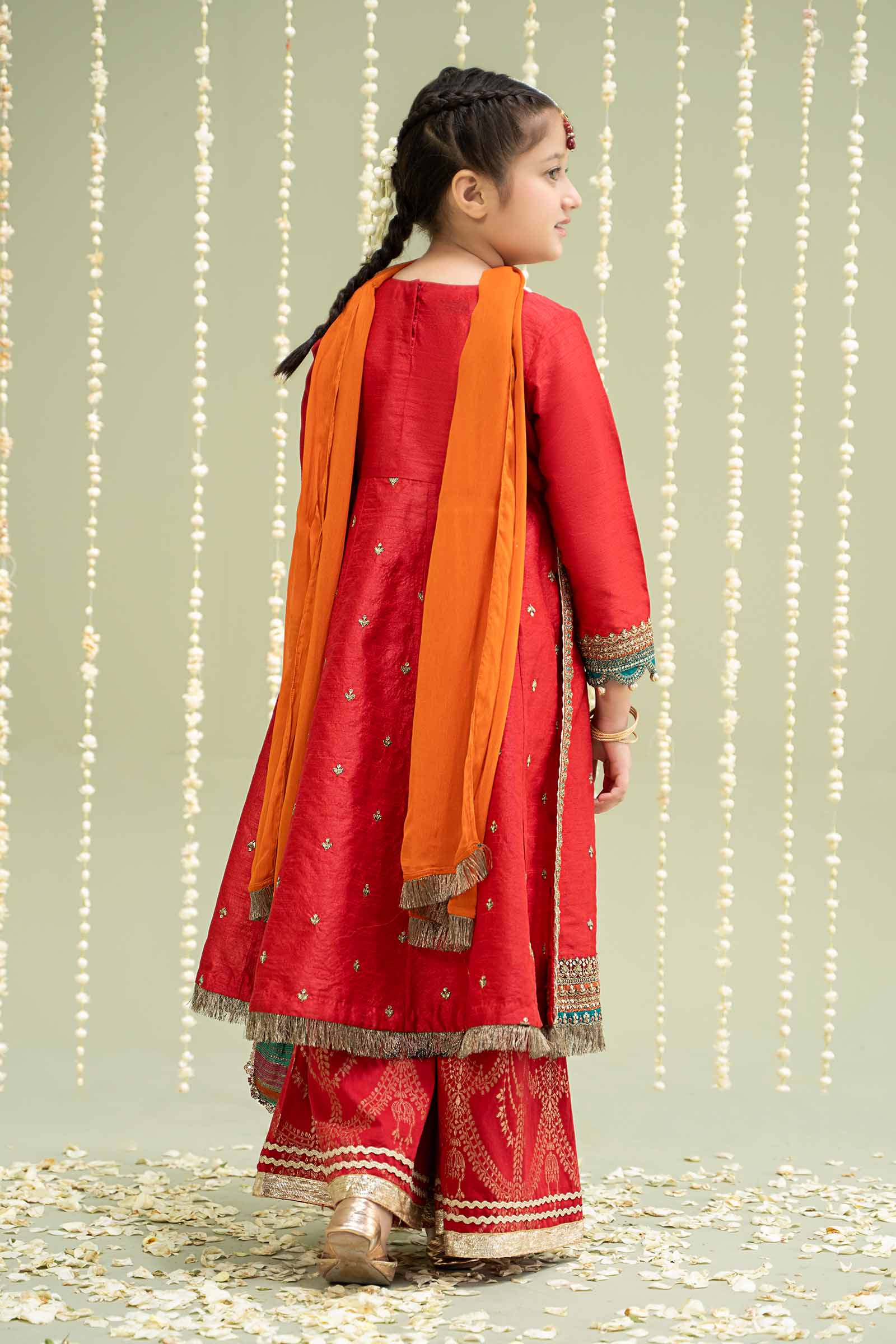 3 Piece Embroidered Raw Silk Suit