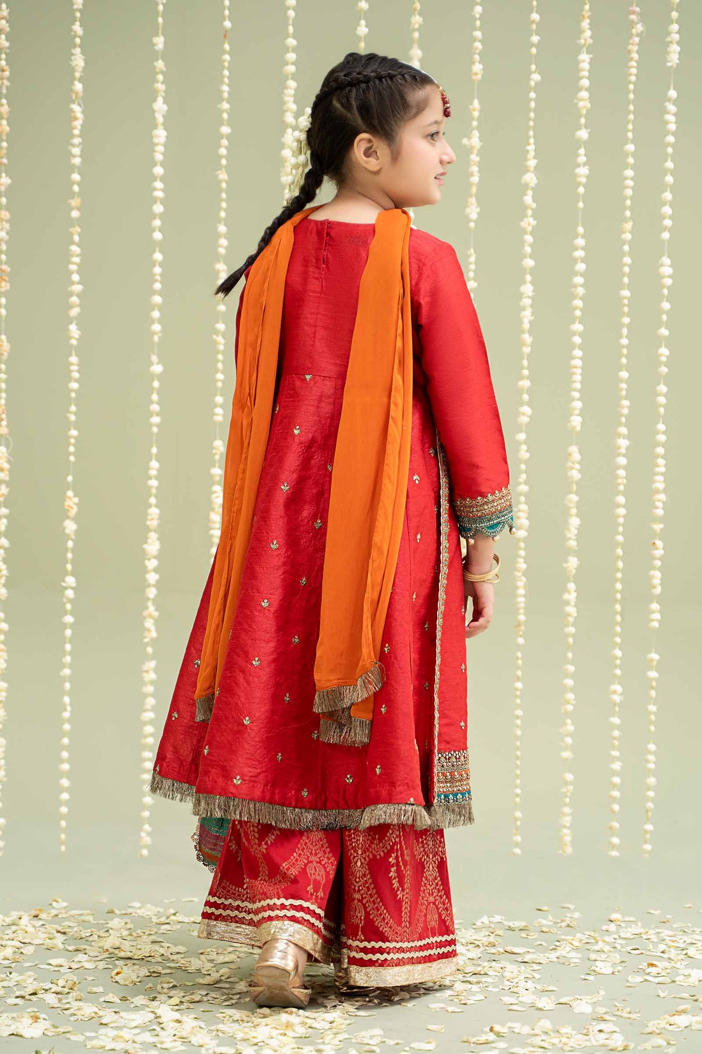 3 Piece Embroidered Raw Silk Suit