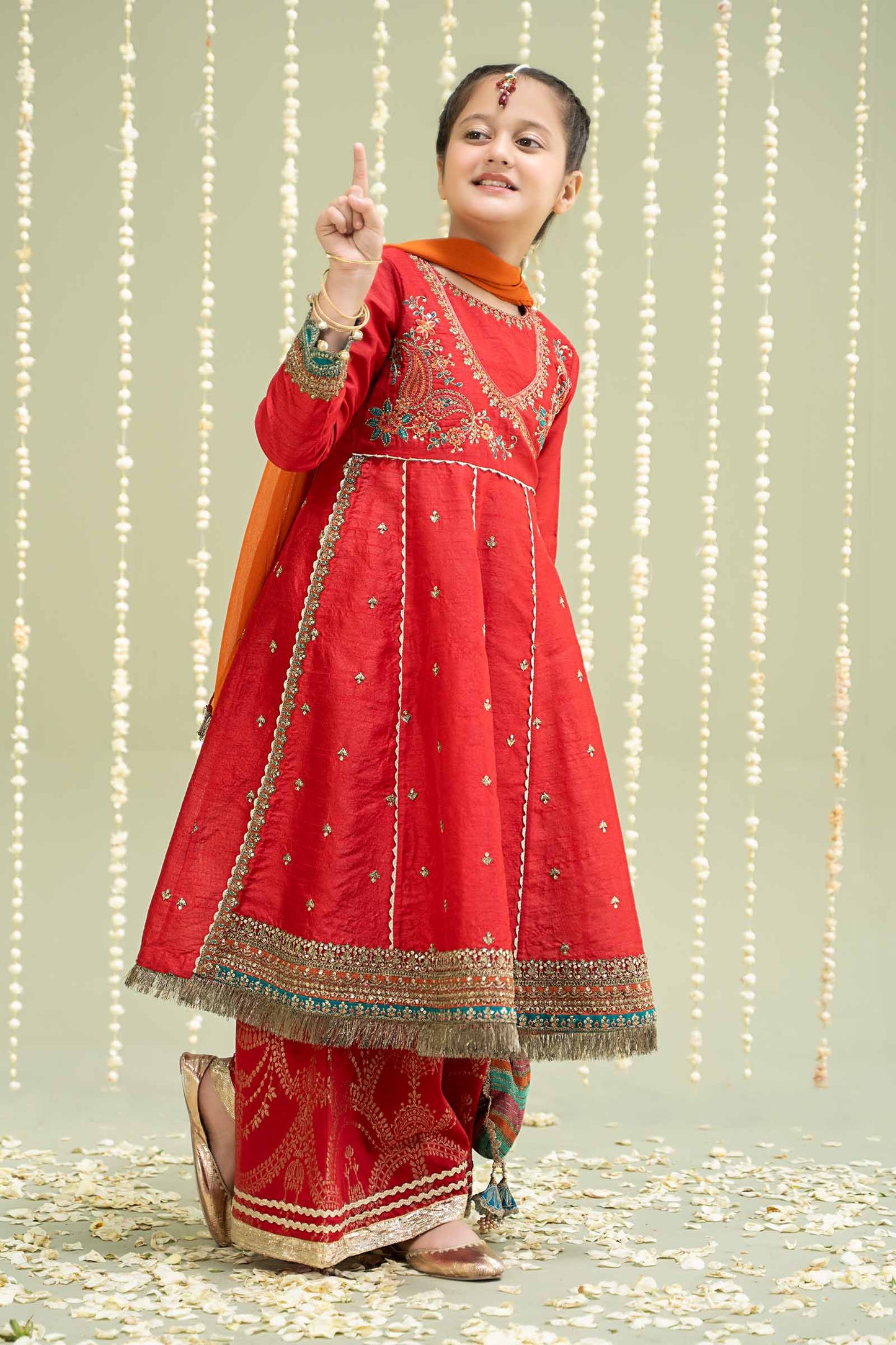 3 Piece Embroidered Raw Silk Suit