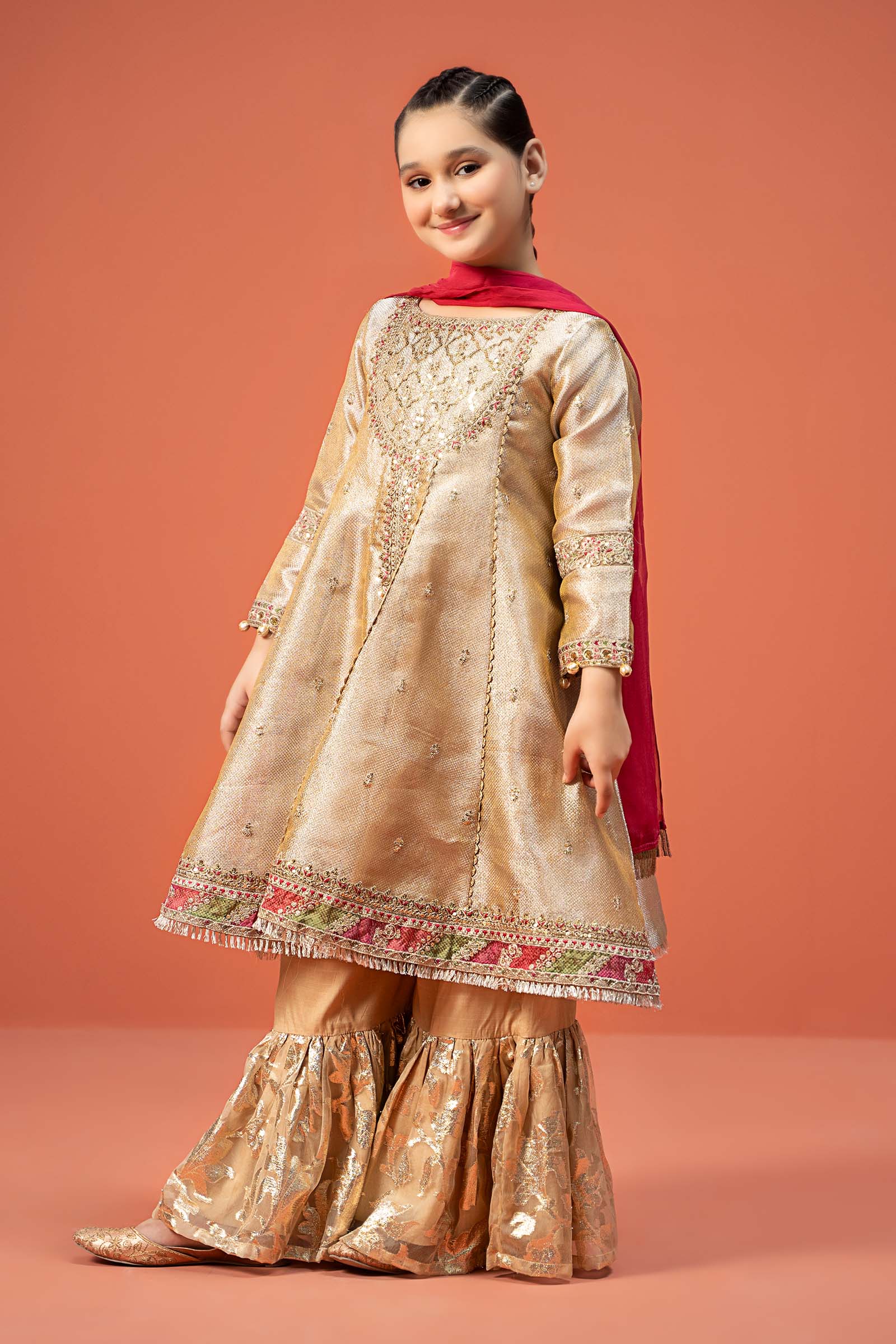 3 Piece Embroidered Zari jacquard Suit