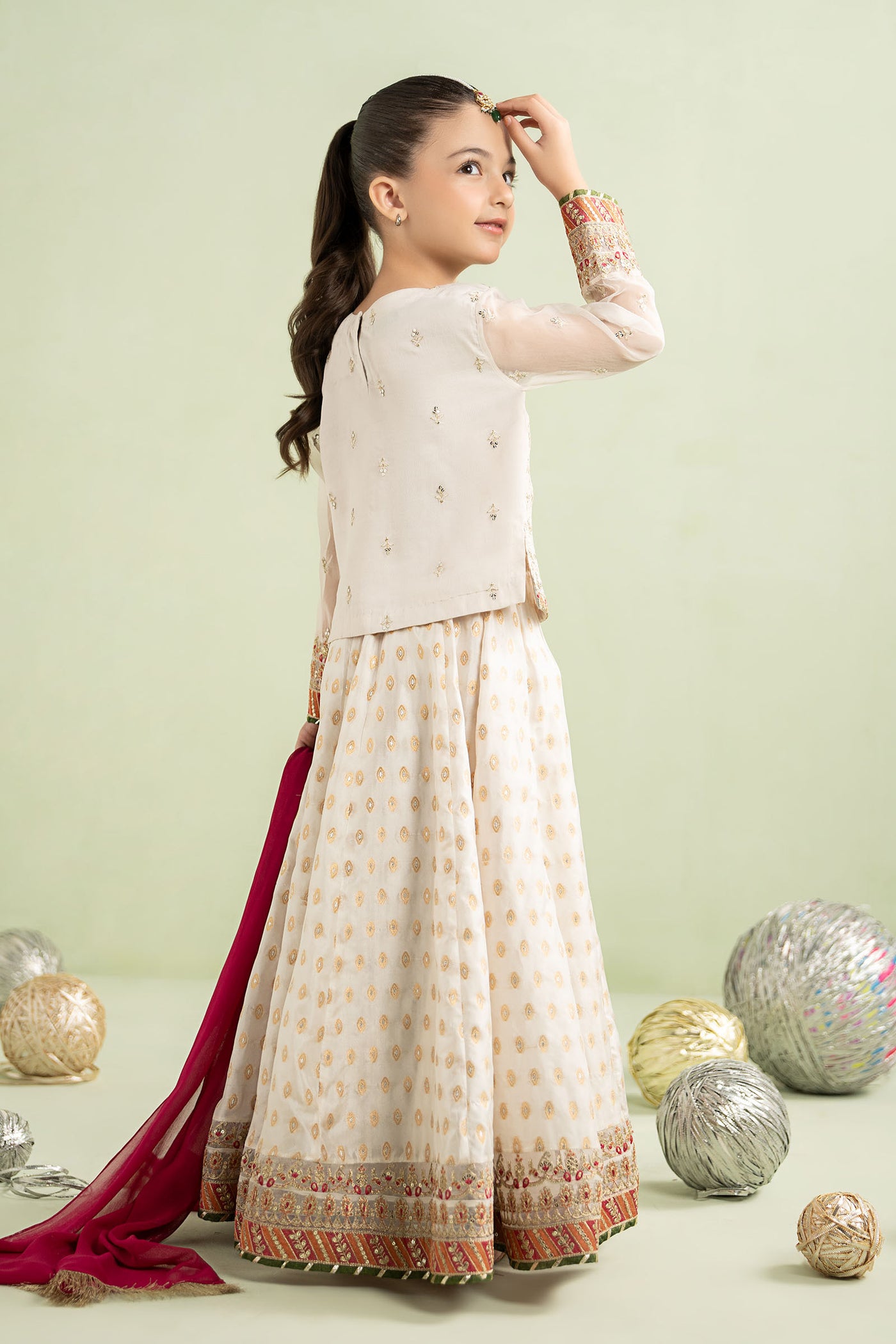 3 Piece Embroidered Organza Suit