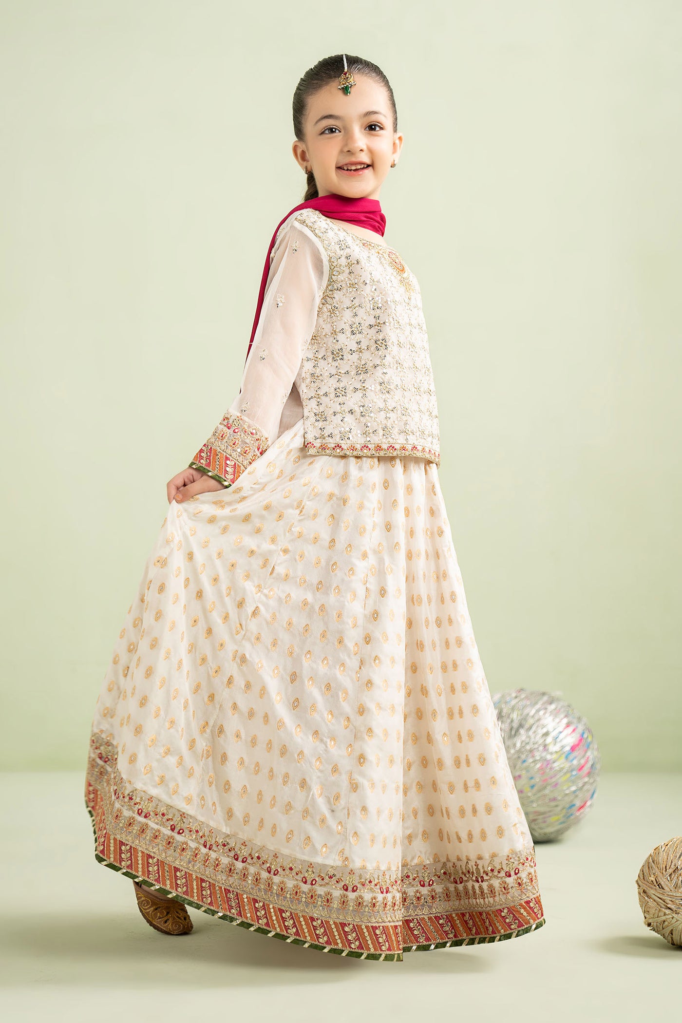 3 Piece Embroidered Organza Suit