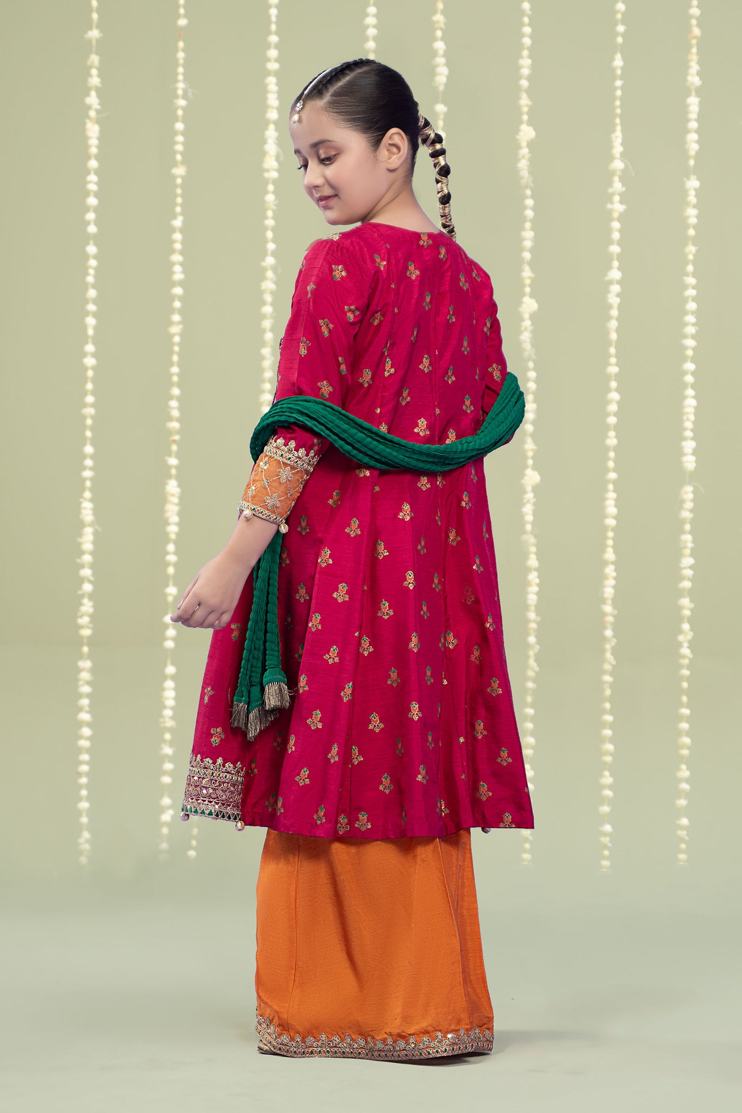 3 Piece Embroidered Raw Silk Suit