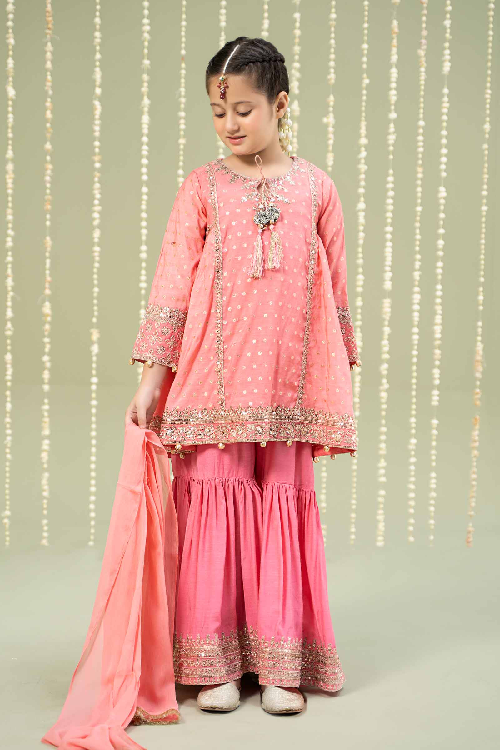 3 Piece Embroidered Paper Cotton Lurex Suit