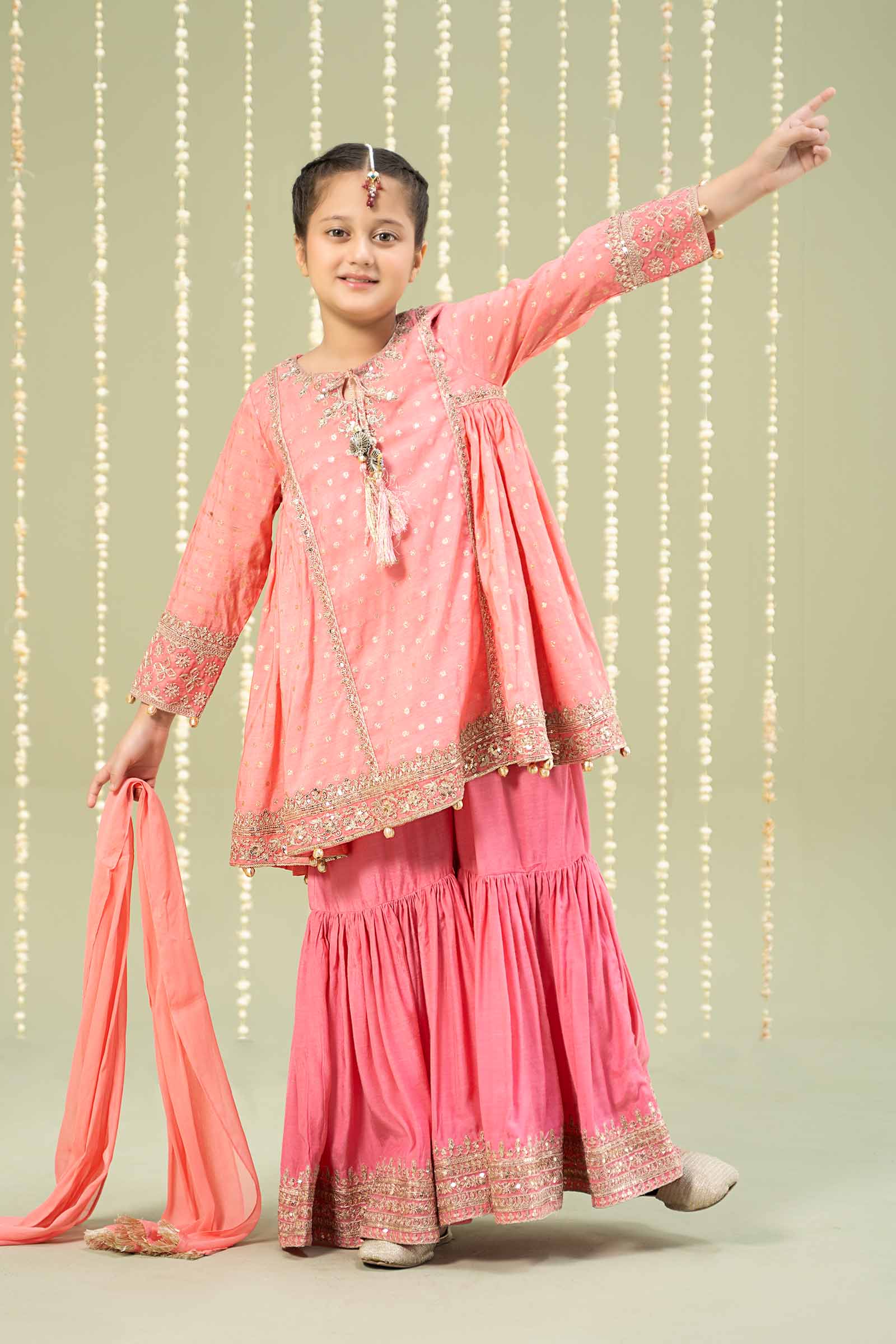 3 Piece Embroidered Paper Cotton Lurex Suit