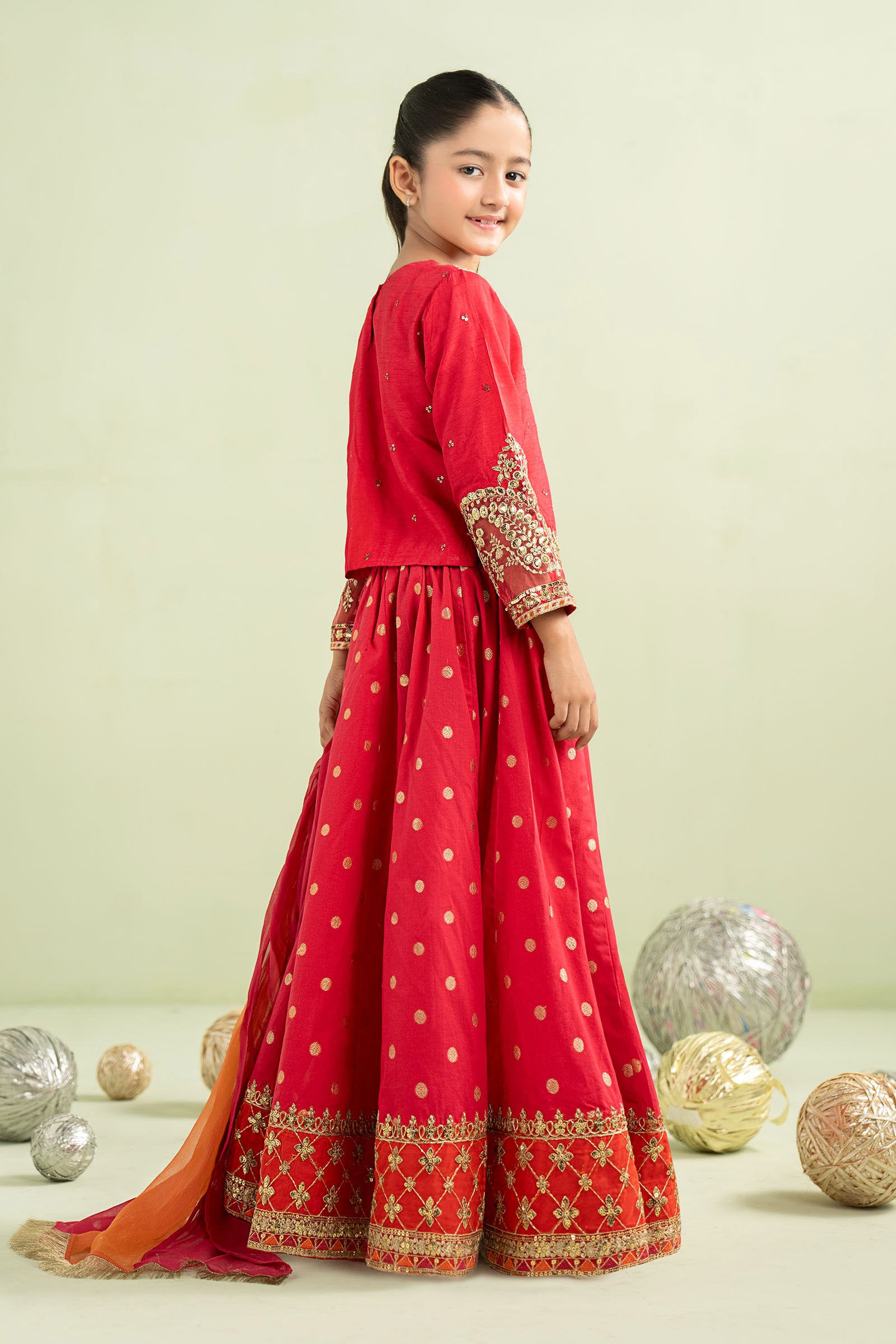 3 Piece Embroidered Raw Silk Suit