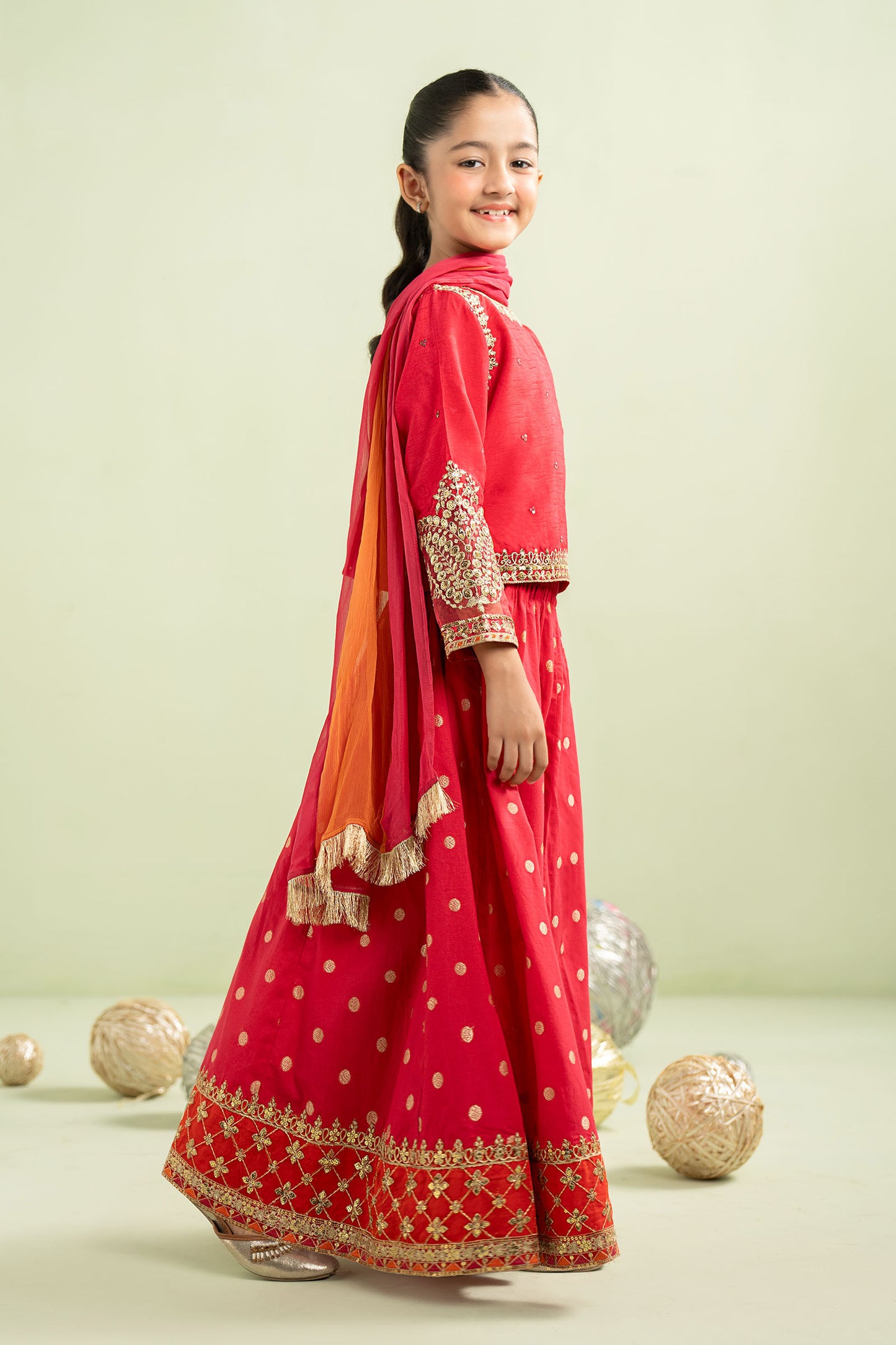 3 Piece Embroidered Raw Silk Suit