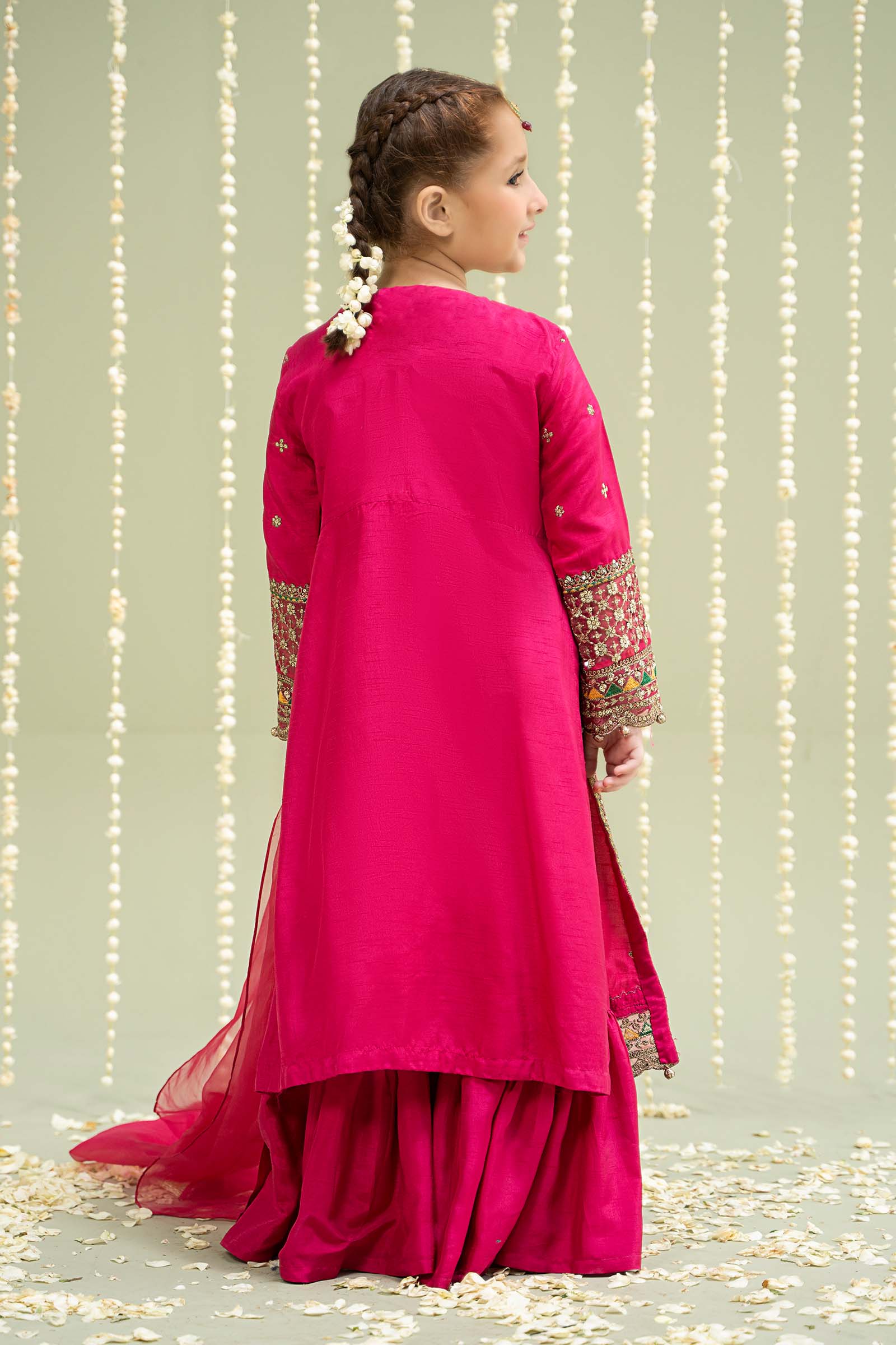 3 Piece Embroidered Raw Silk Suit