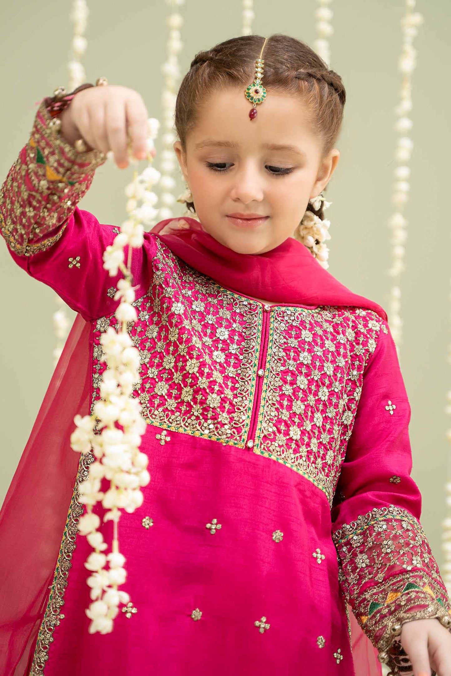 3 Piece Embroidered Raw Silk Suit