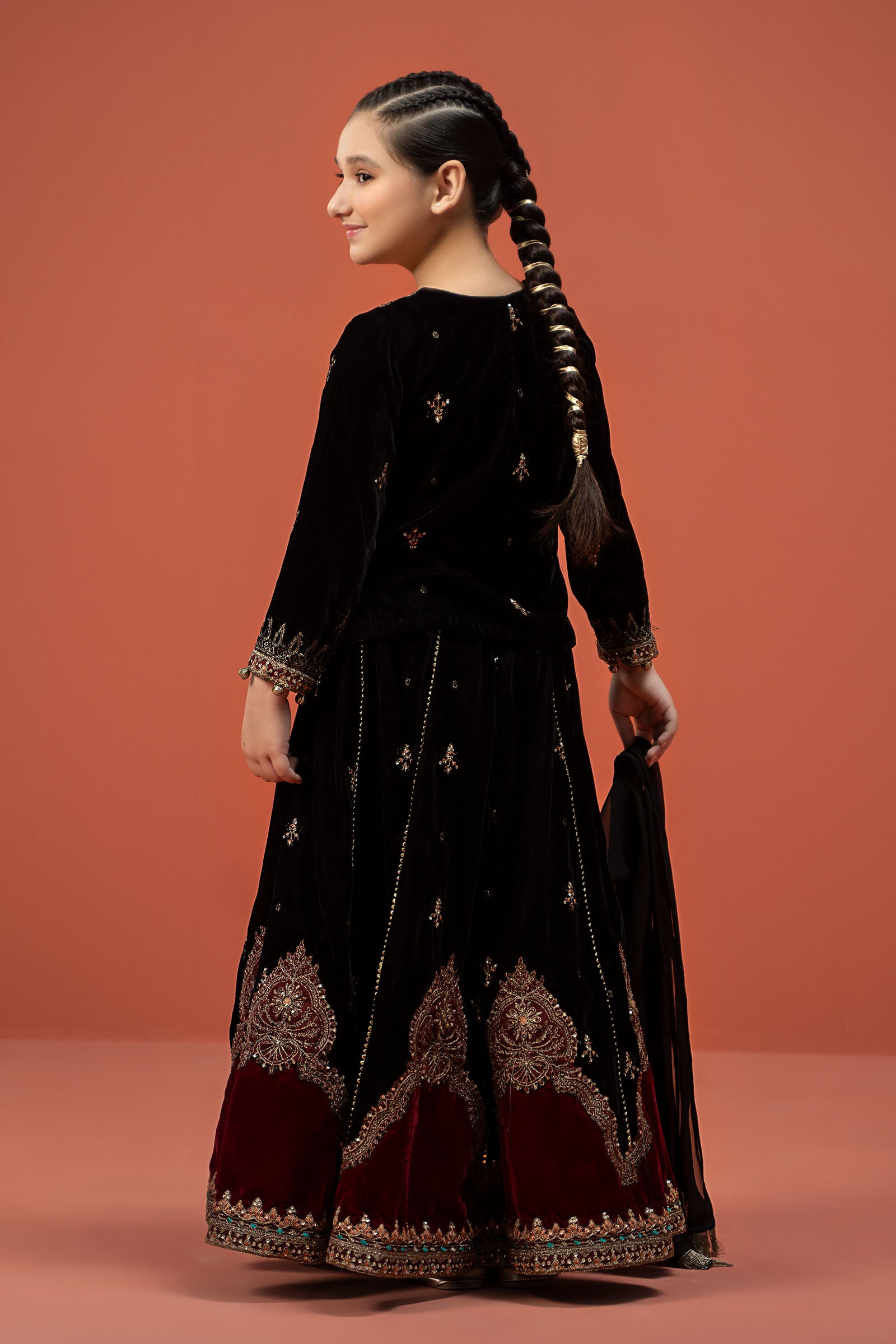 3 Piece Embroidered Velvet Suit