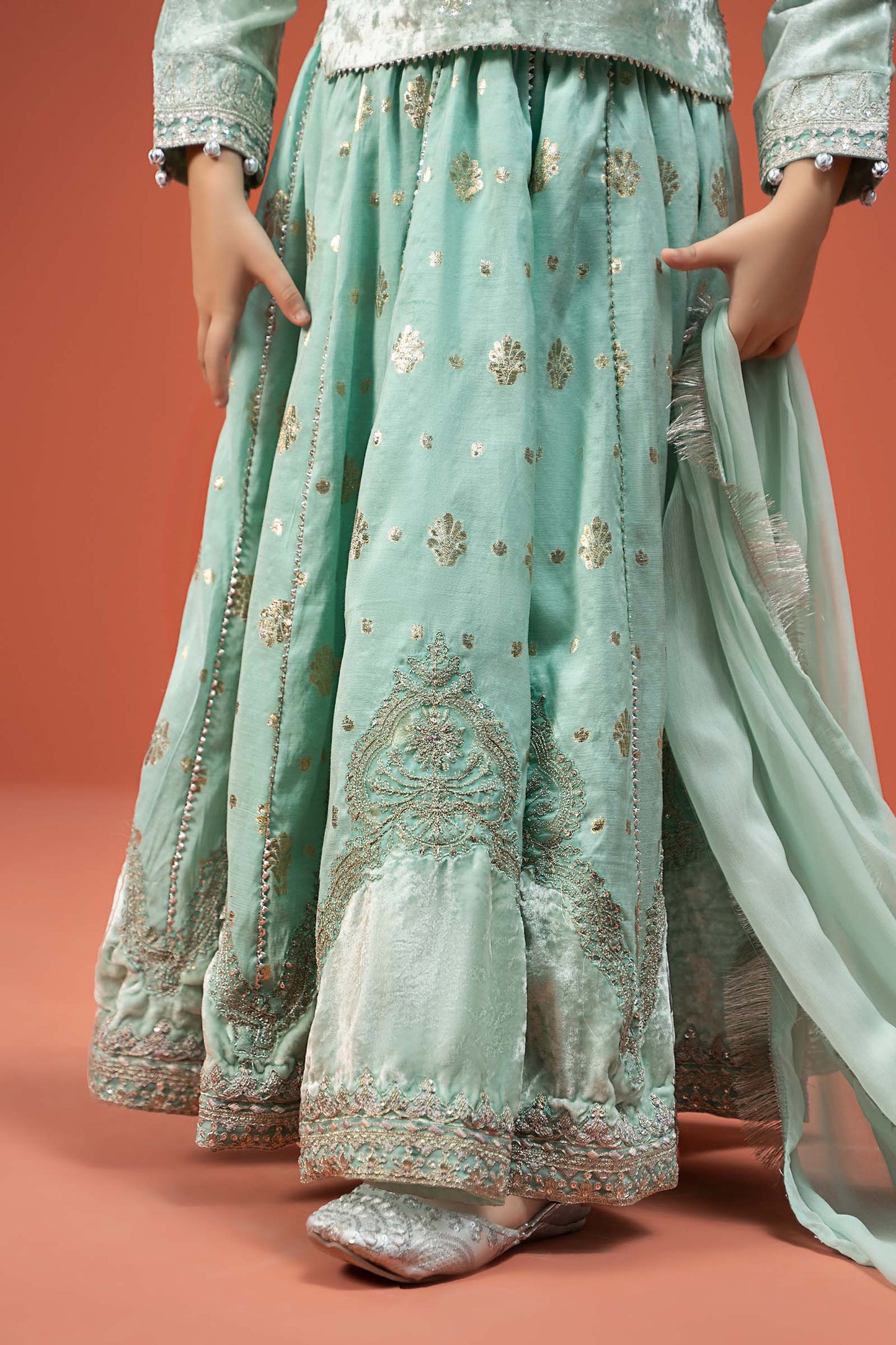 3 Piece Embroidered Velvet Suit