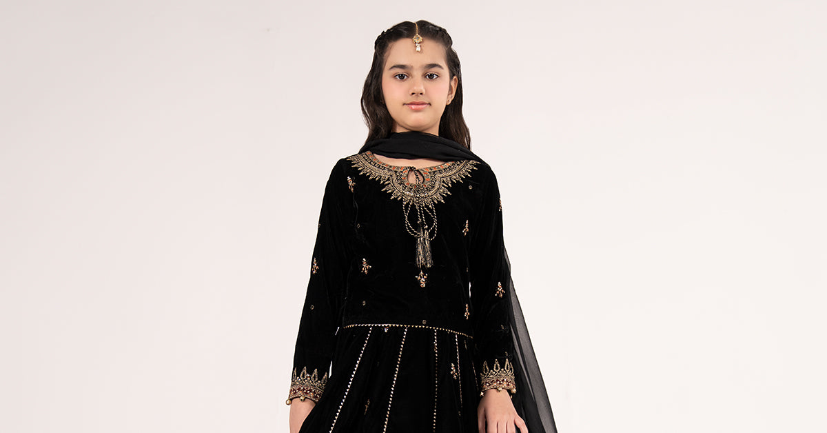 3 Piece Embroidered Velvet Suit