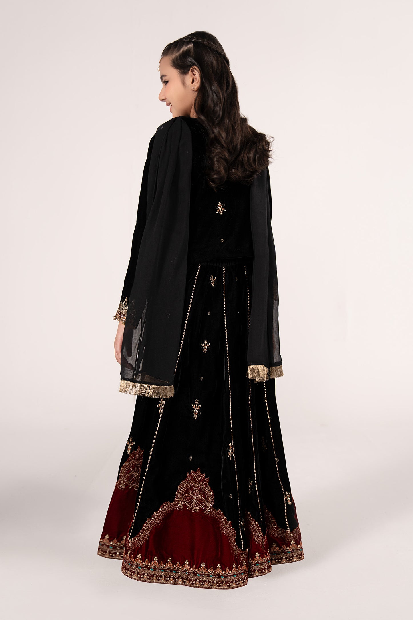 3 Piece Embroidered Velvet Suit