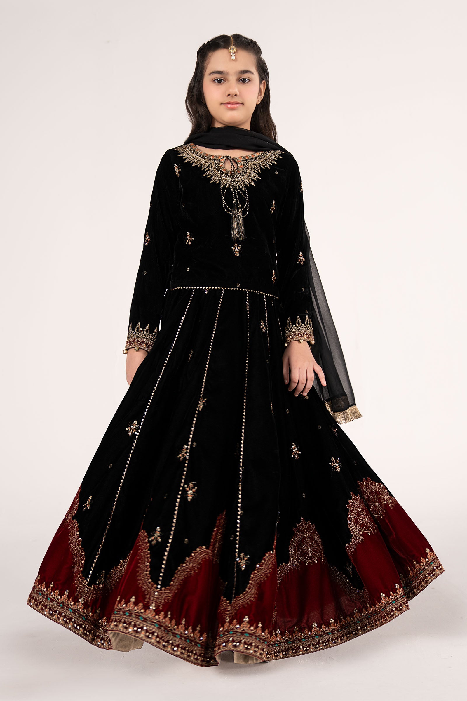 3 Piece Embroidered Velvet Suit