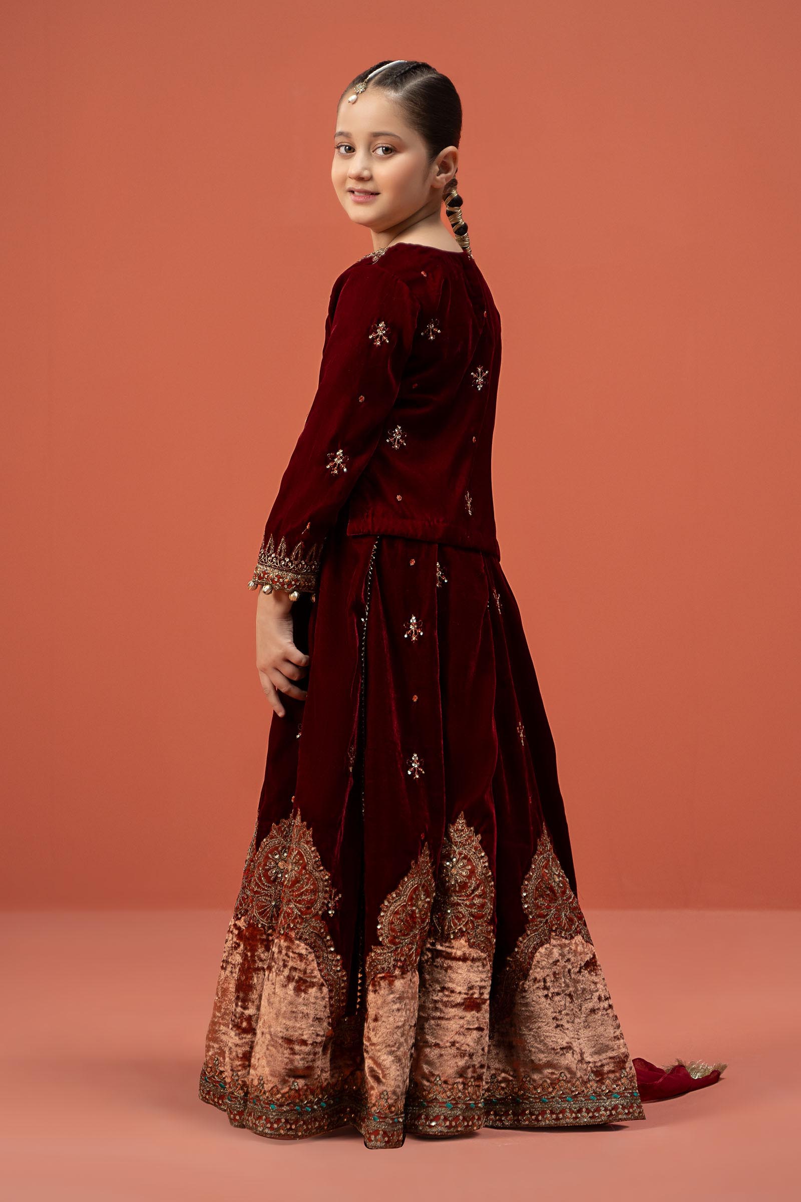 3 Piece Embroidered Velvet Suit