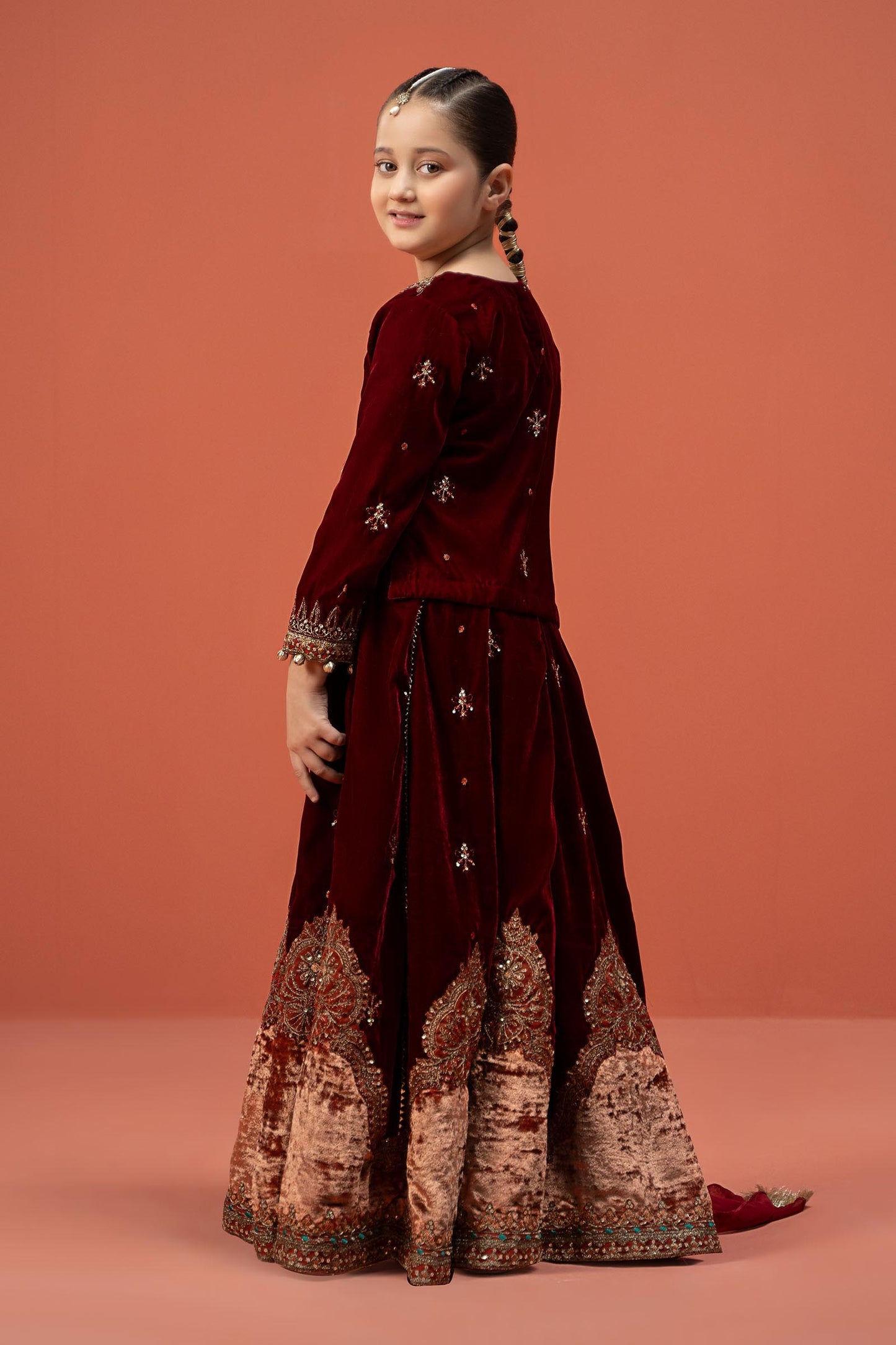 3 Piece Embroidered Velvet Suit