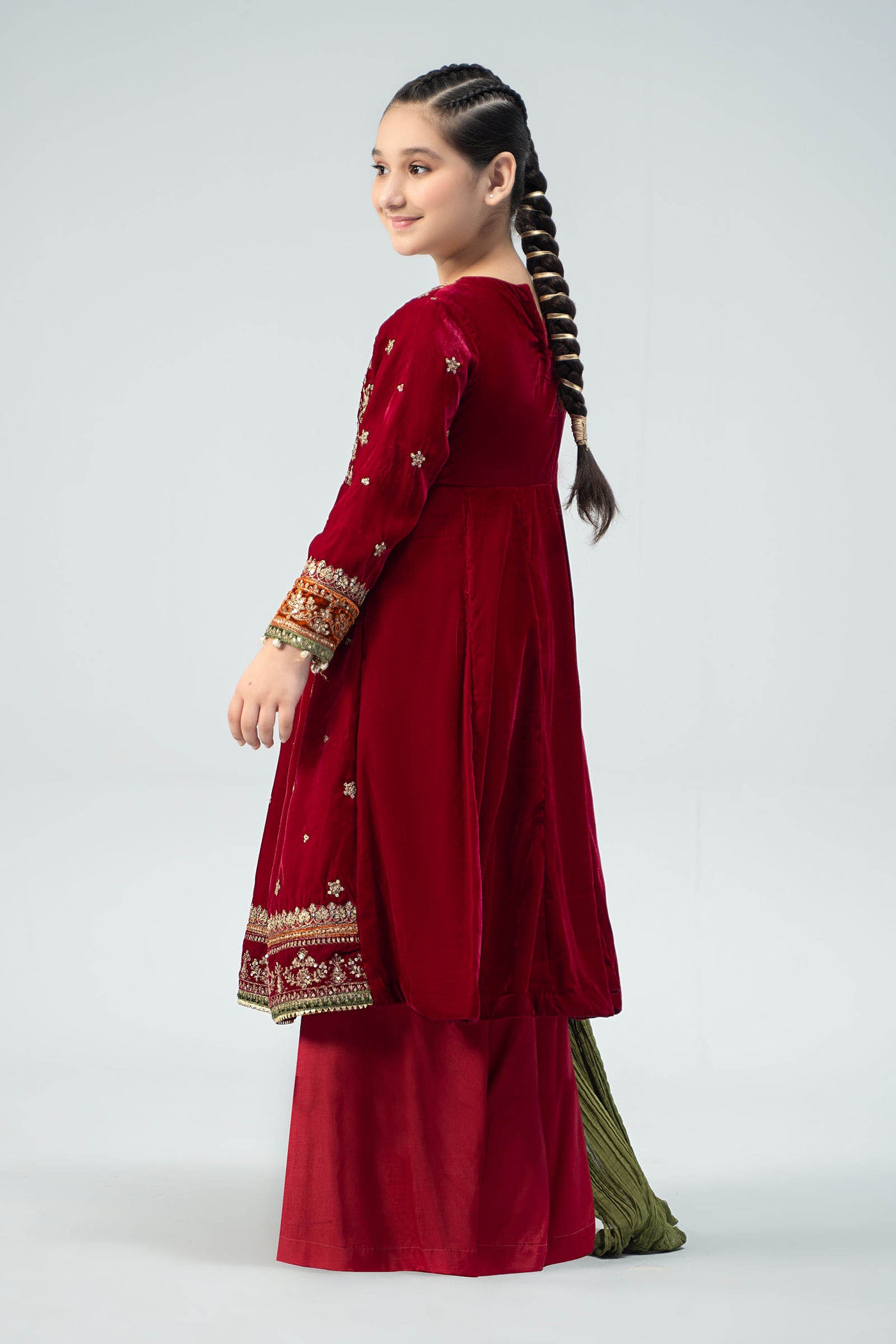 3 Piece Embroidered Velvet Suit