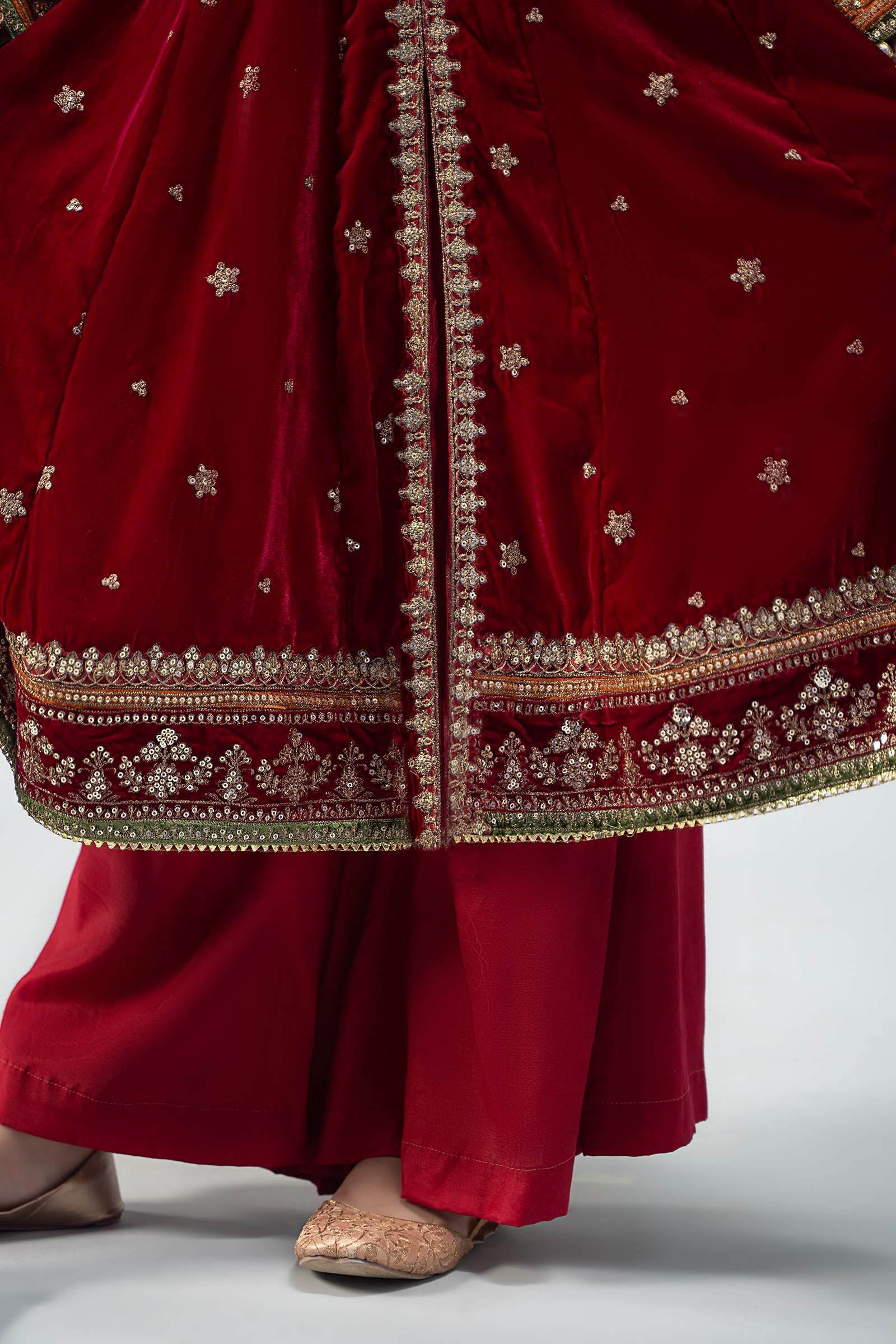 3 Piece Embroidered Velvet Suit