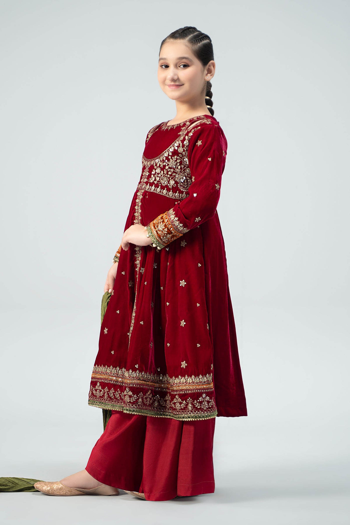 3 Piece Embroidered Velvet Suit