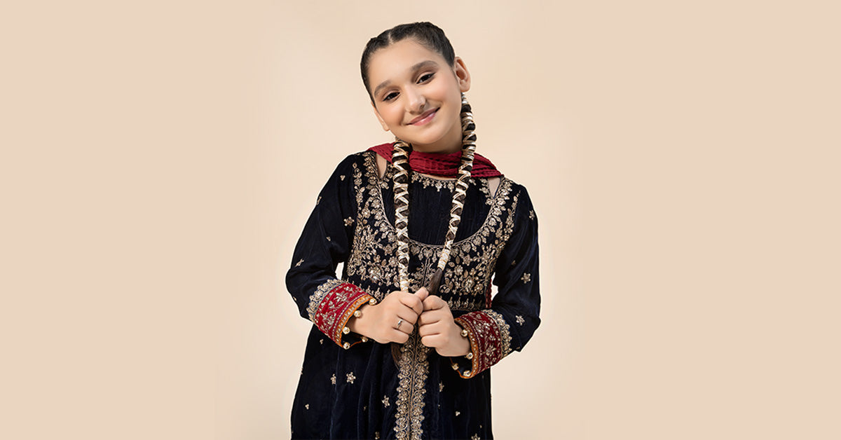3 Piece Embroidered Velvet Suit