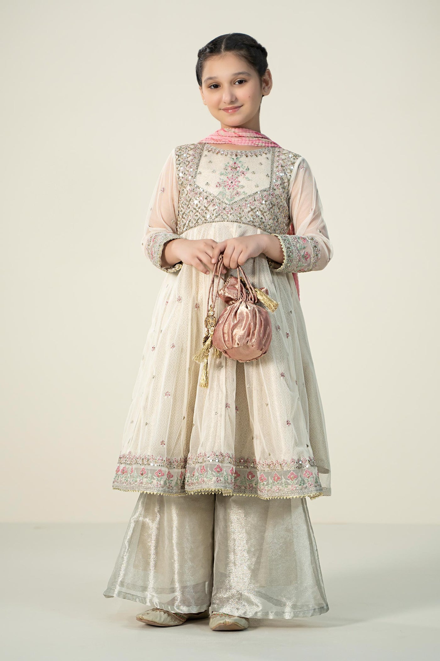 3 Piece Embroidered Net Suit