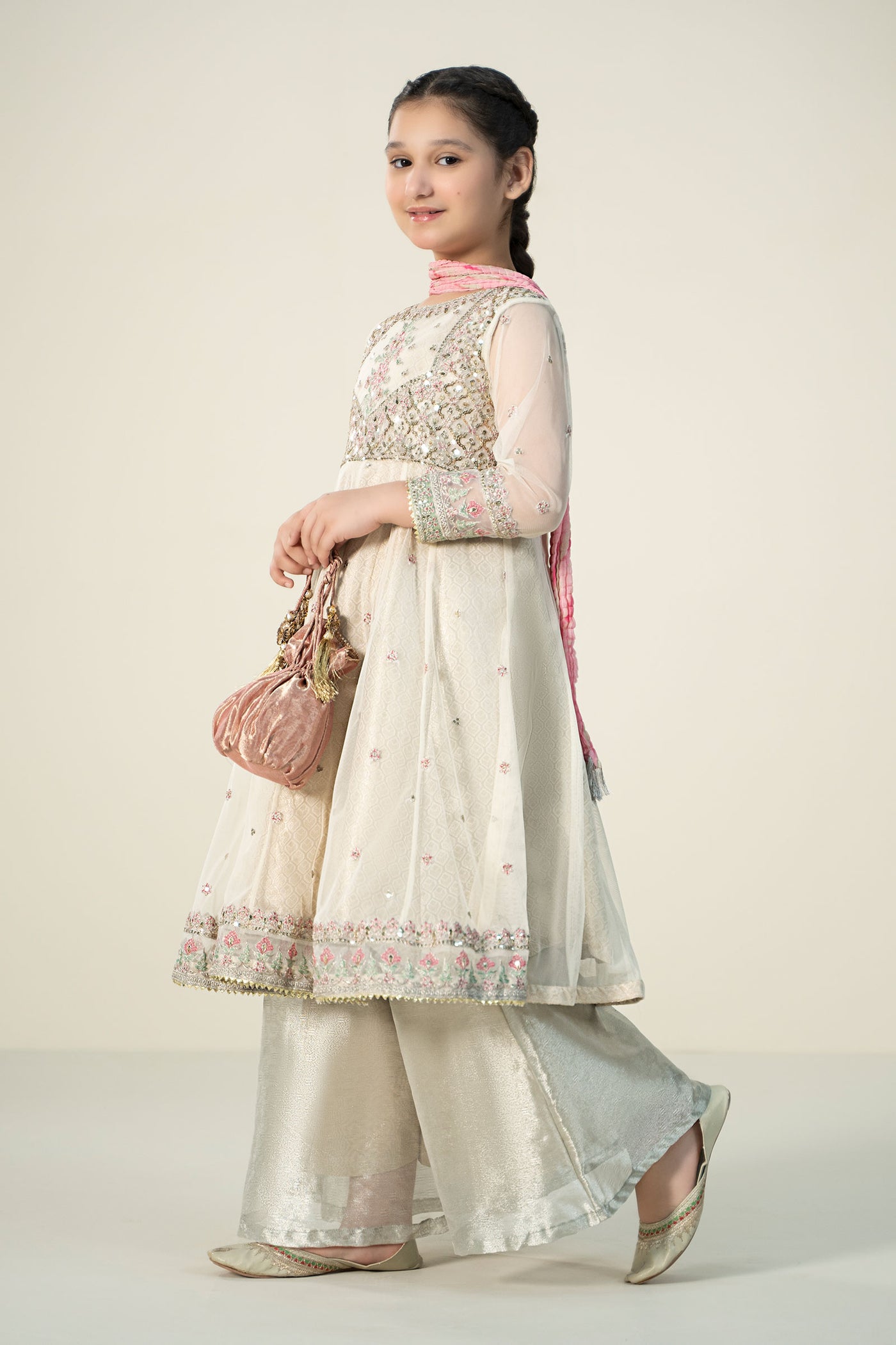 3 Piece Embroidered Net Suit