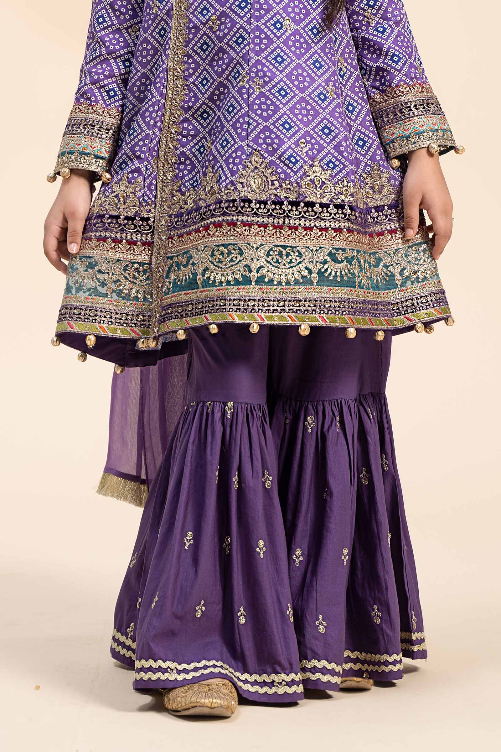 3 Piece Embroidered Raw Silk Suit