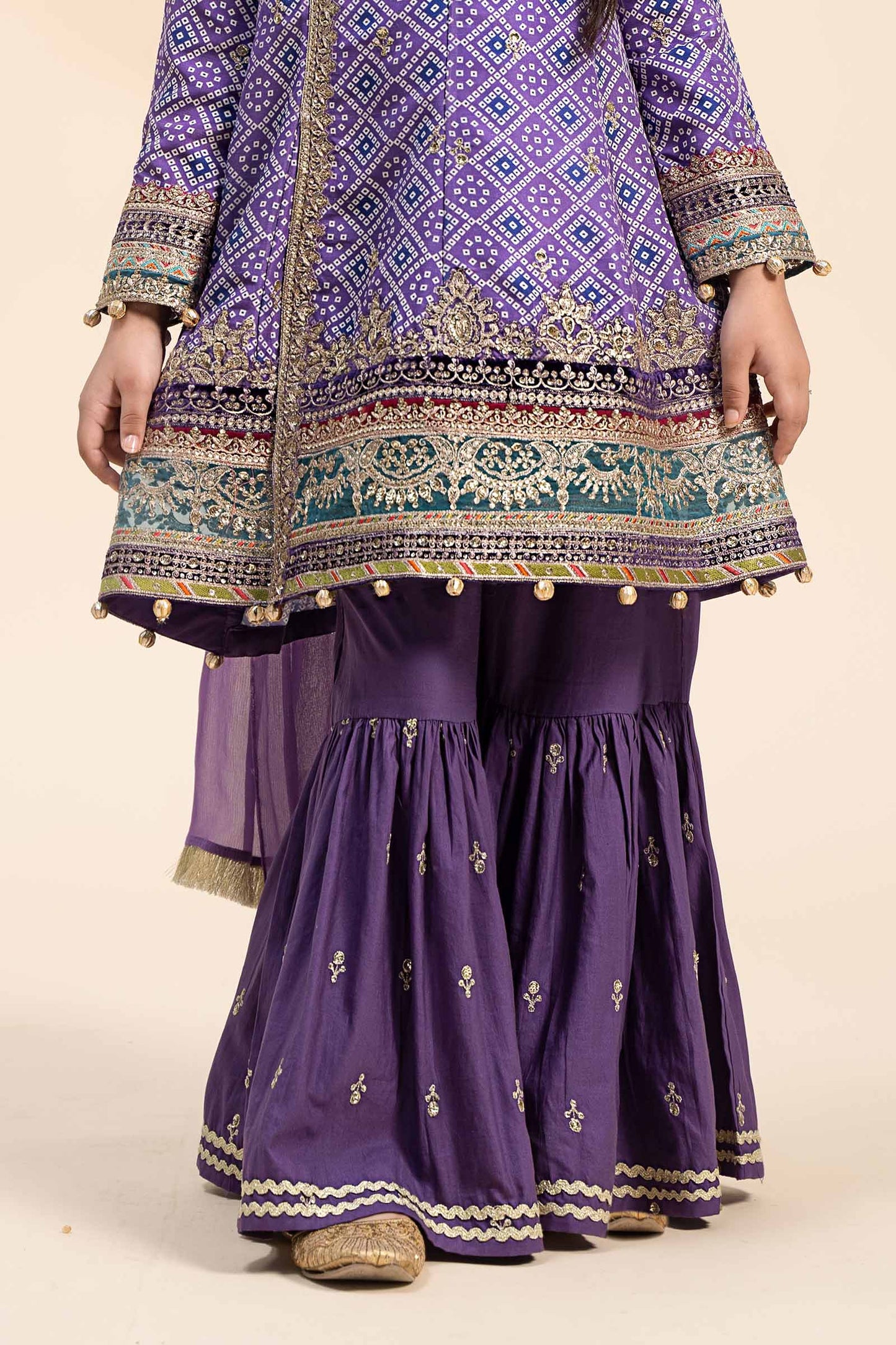 3 Piece Embroidered Raw Silk Suit