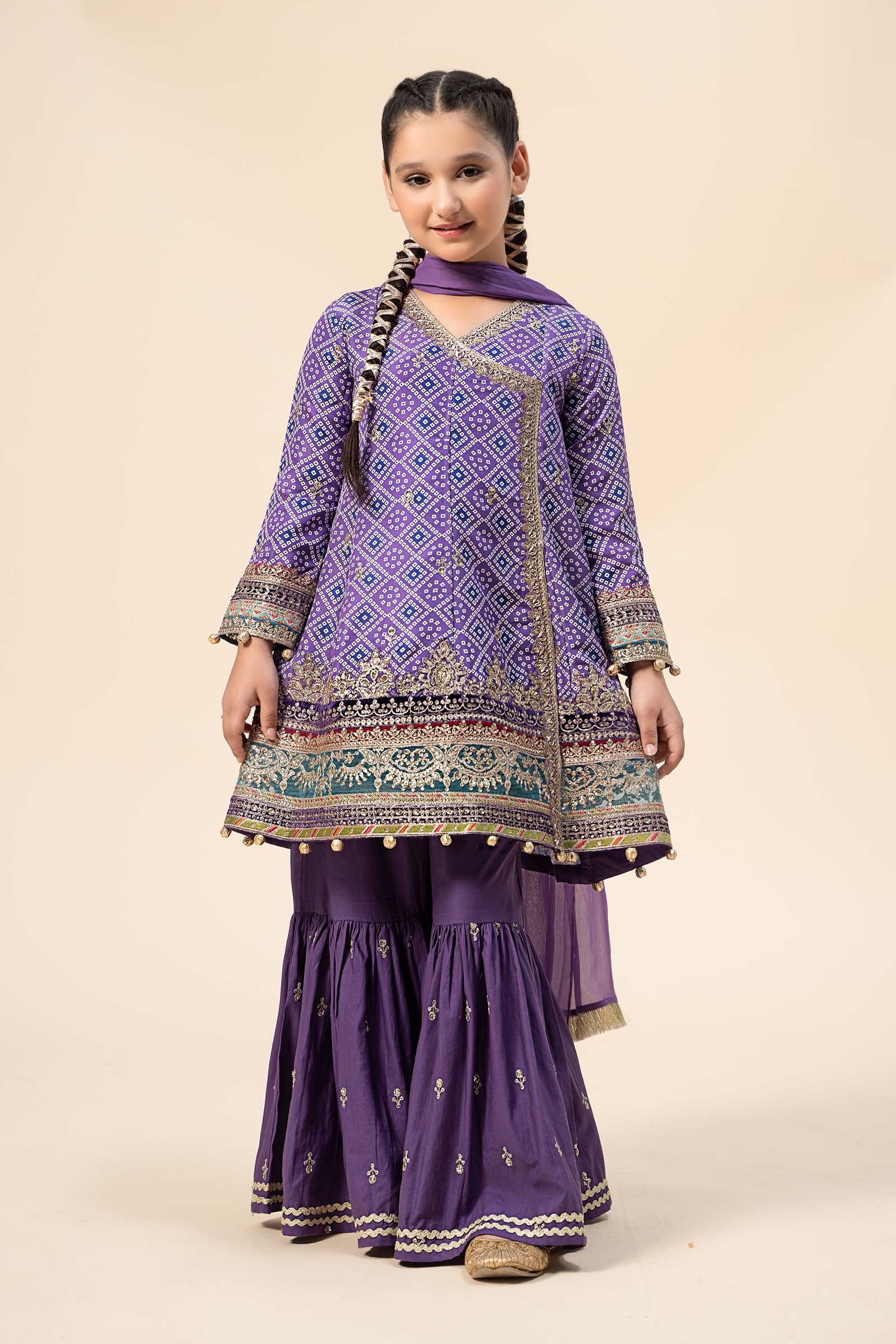 3 Piece Embroidered Raw Silk Suit