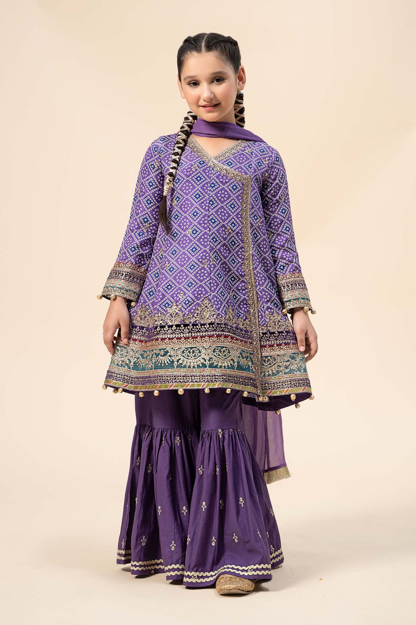 3 Piece Embroidered Raw Silk Suit