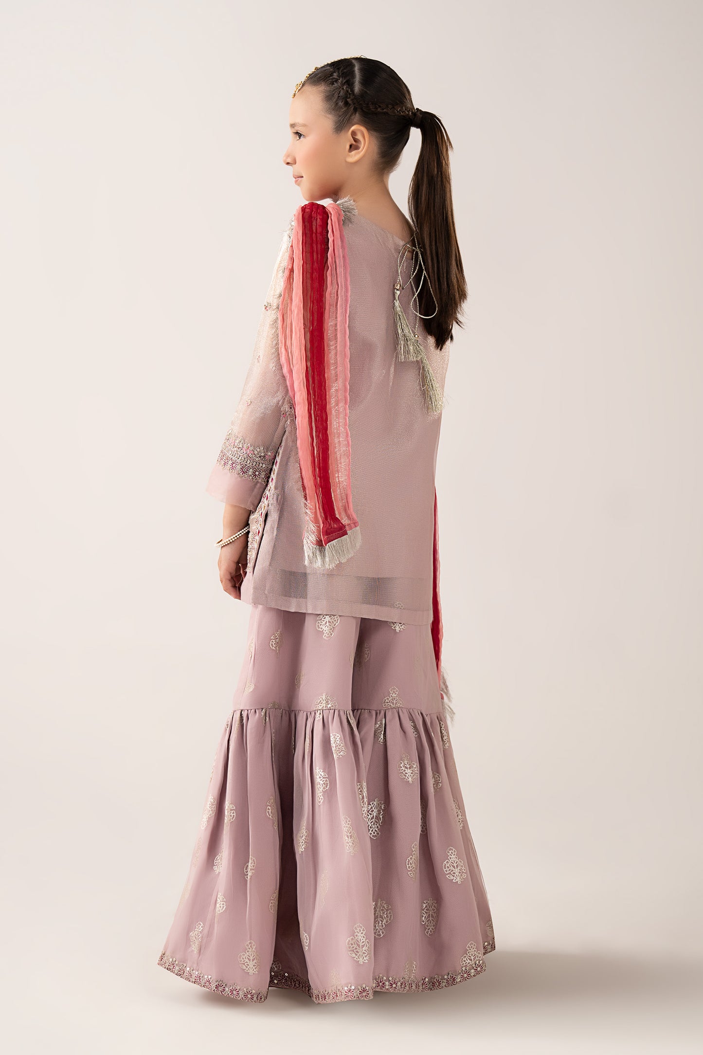 3 Piece Embroidered Zari Net Suit