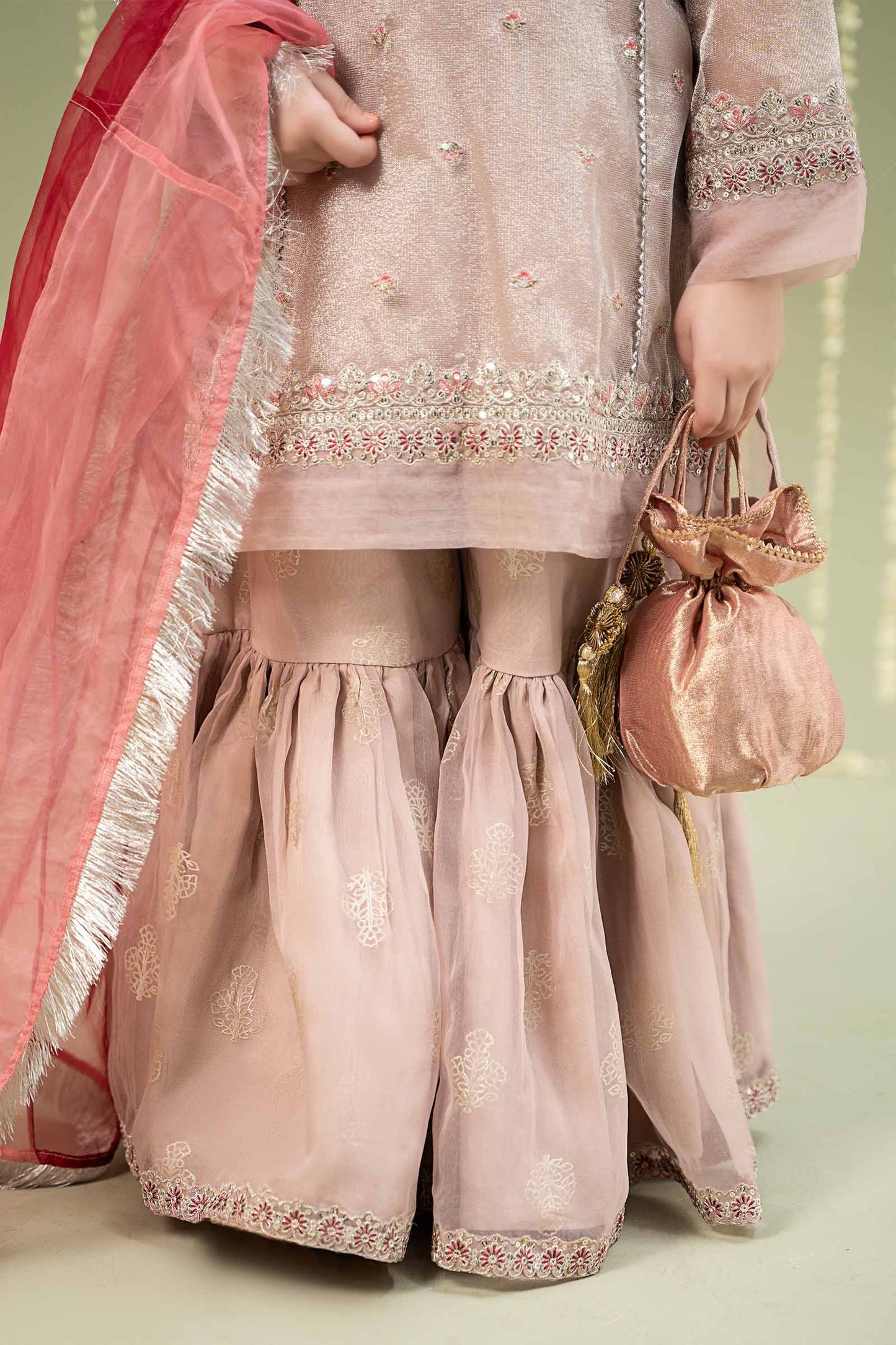 3 Piece Embroidered Zari Net Suit