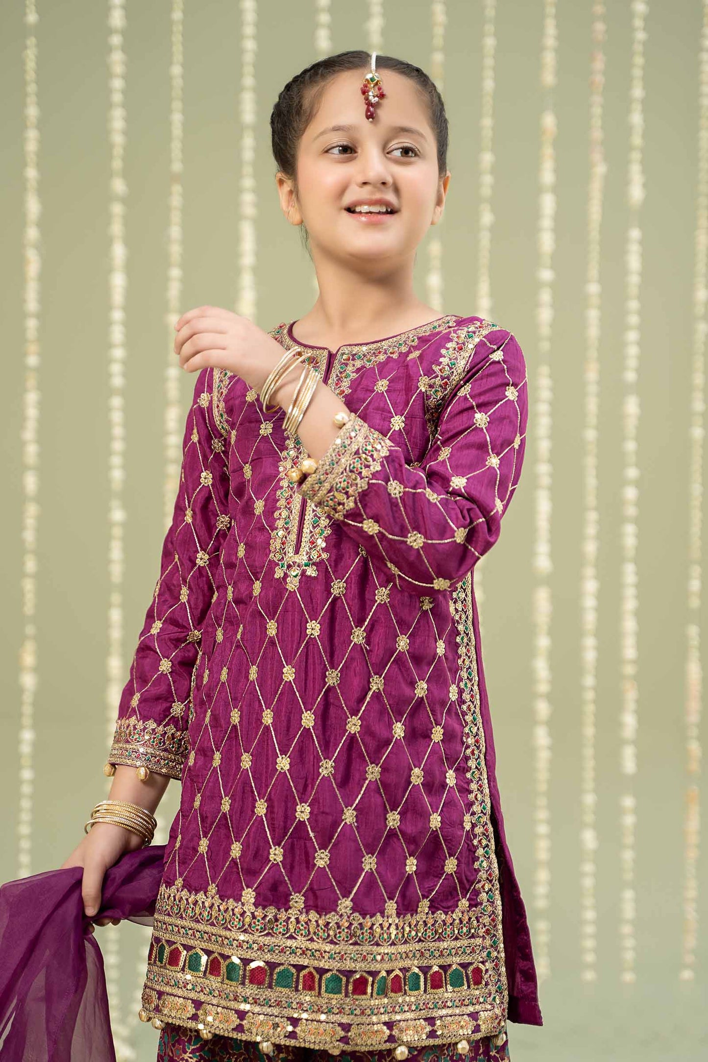 3 Piece Embroidered Raw Silk Suit