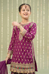 3 Piece Embroidered Raw Silk Suit