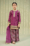 3 Piece Embroidered Raw Silk Suit
