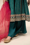 3 Piece Embroidered Raw Silk Suit