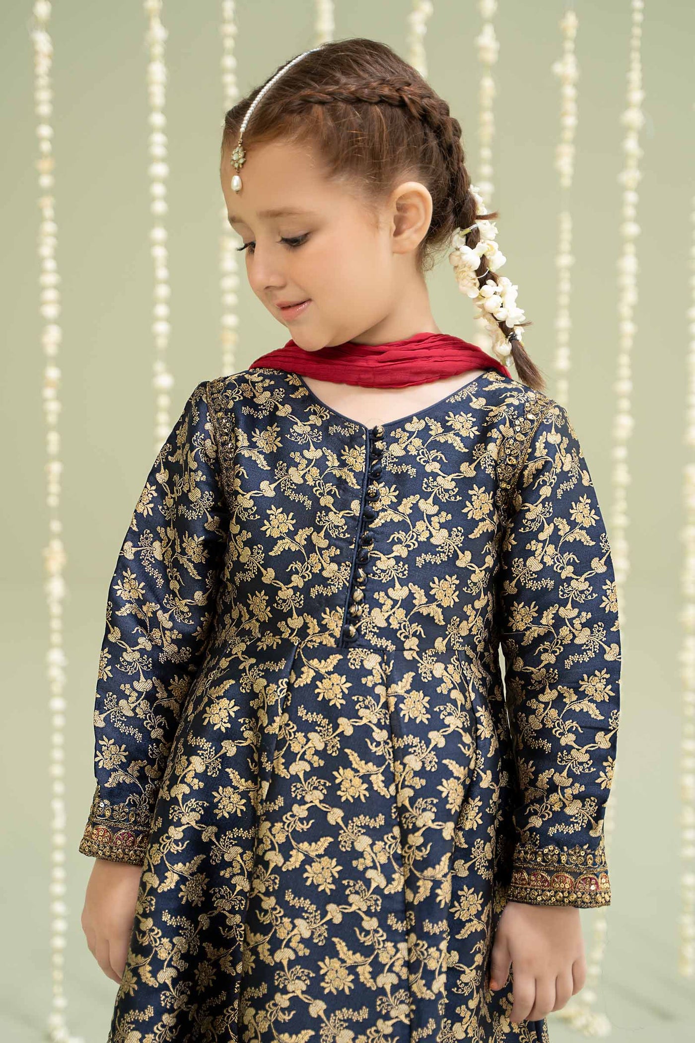 3 Piece Embroidered Jamawar Suit | MKS-W24-30