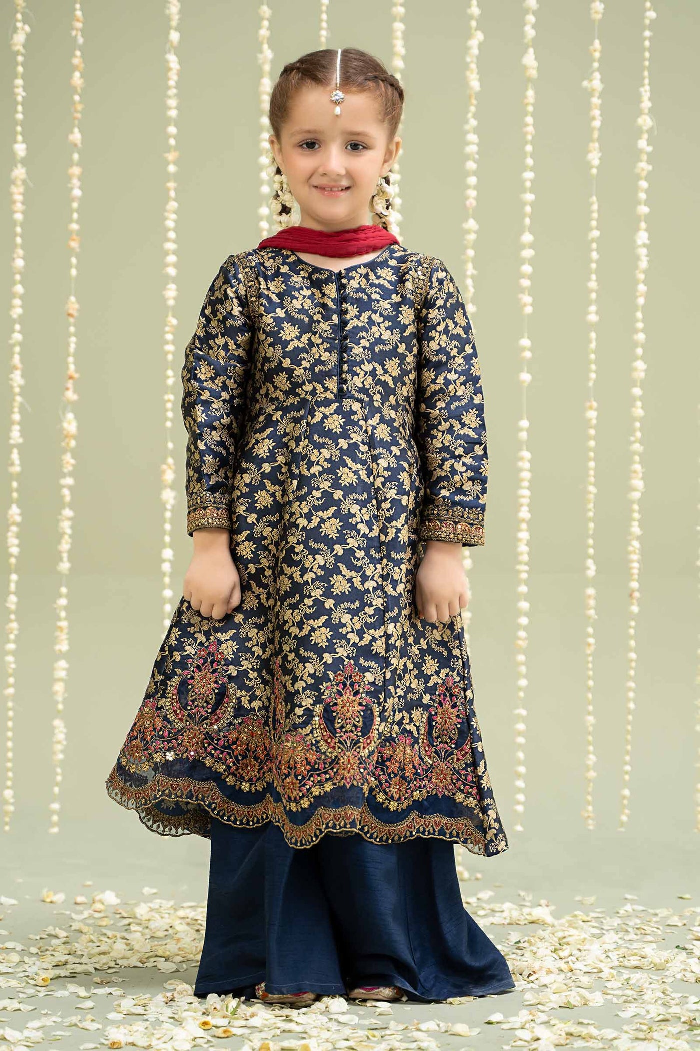 3 Piece Embroidered Jamawar Suit | MKS-W24-30
