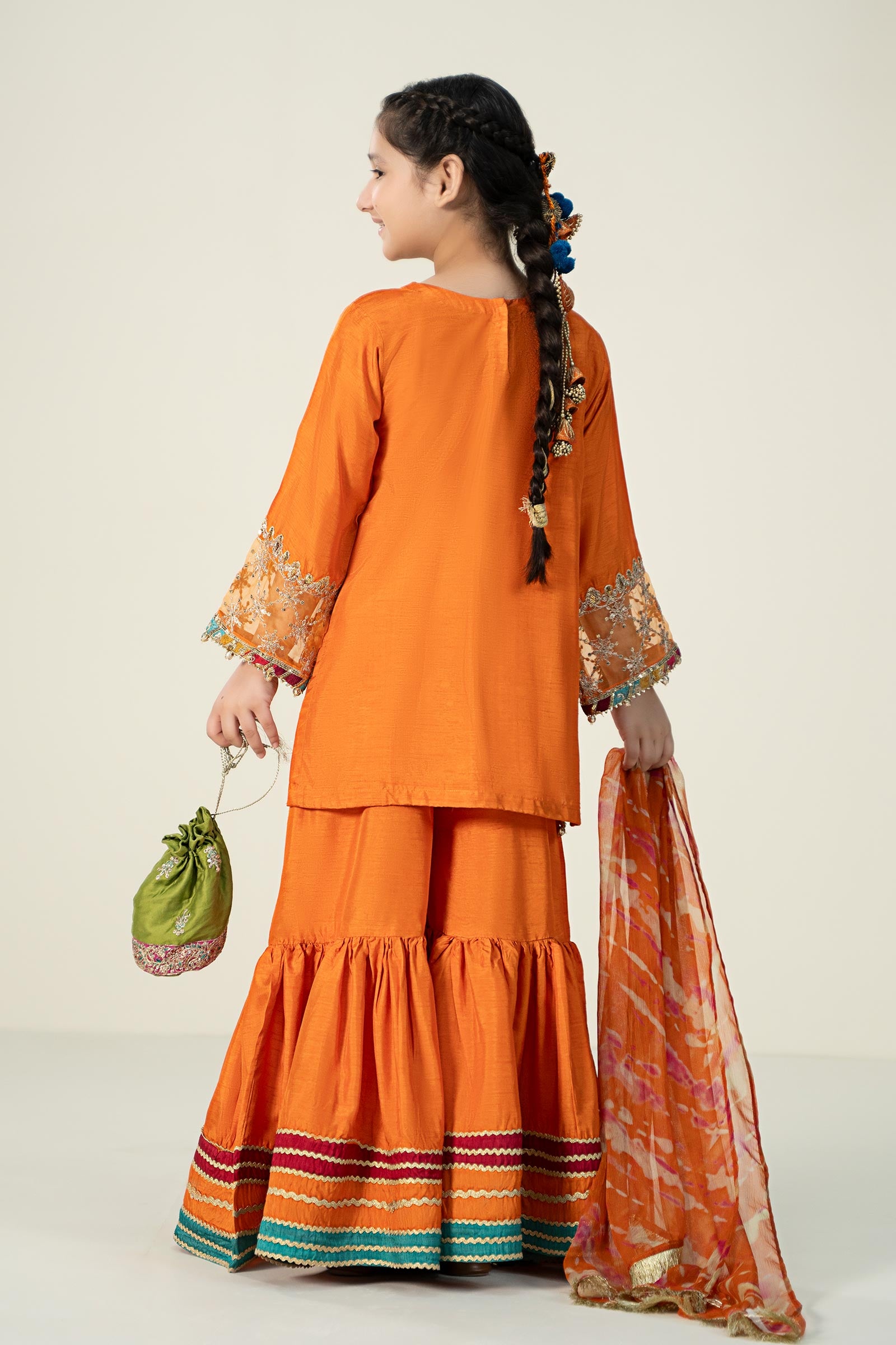 3 Piece Embroidered Raw Silk Suit