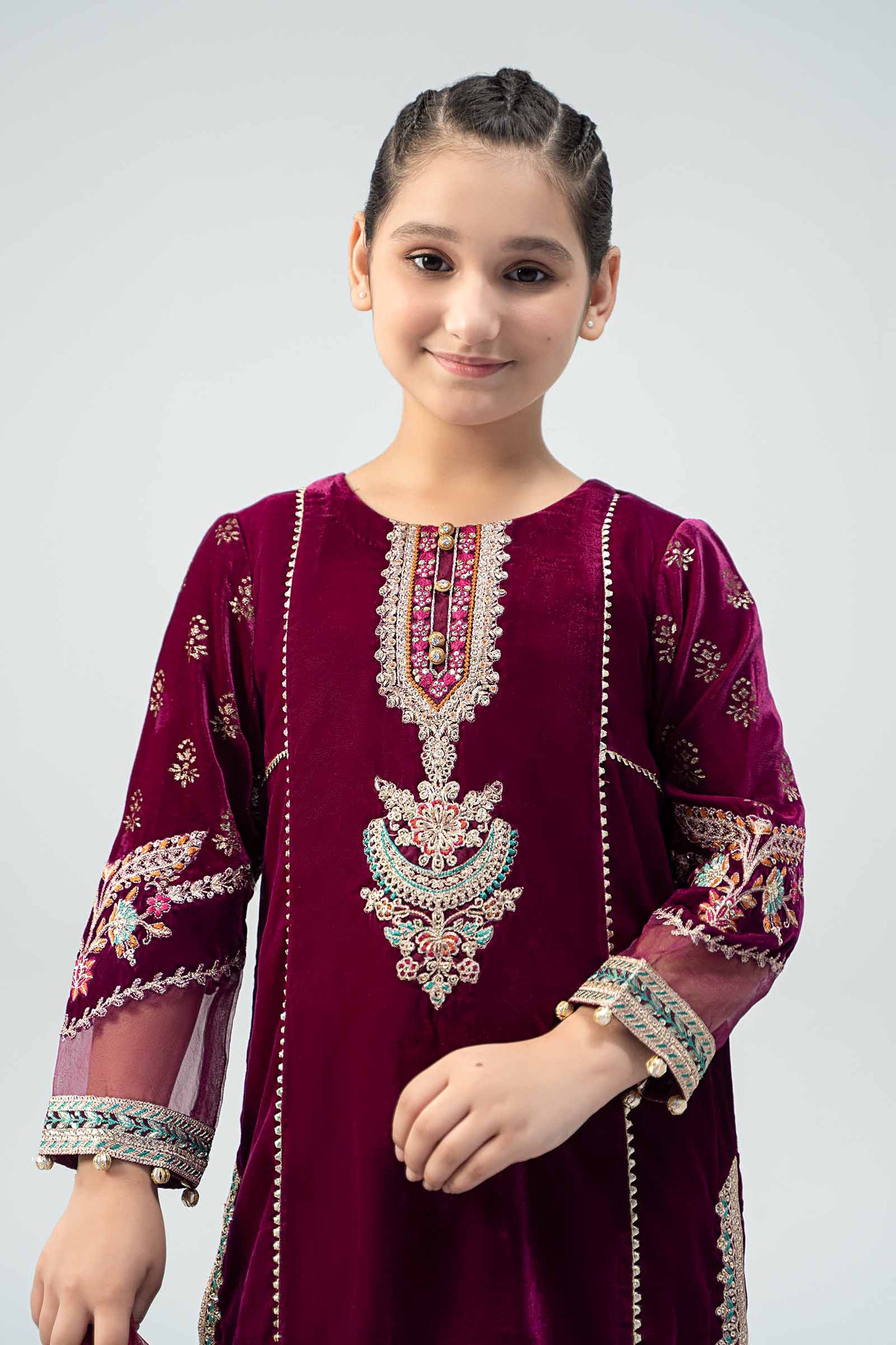 3 Piece Embroidered Velvet Suit