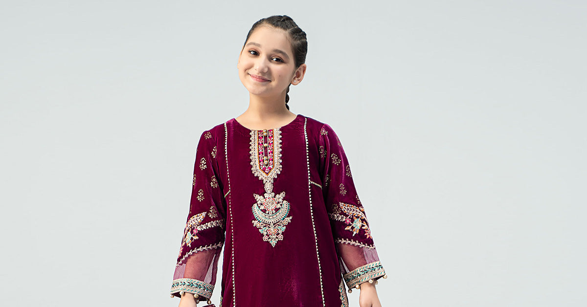 3 Piece Embroidered Velvet Suit